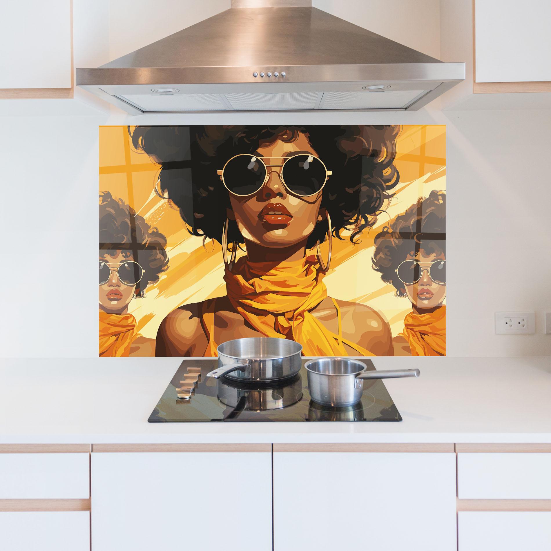 Küchenrückwand Glas Yellow African Scarf mockup 5