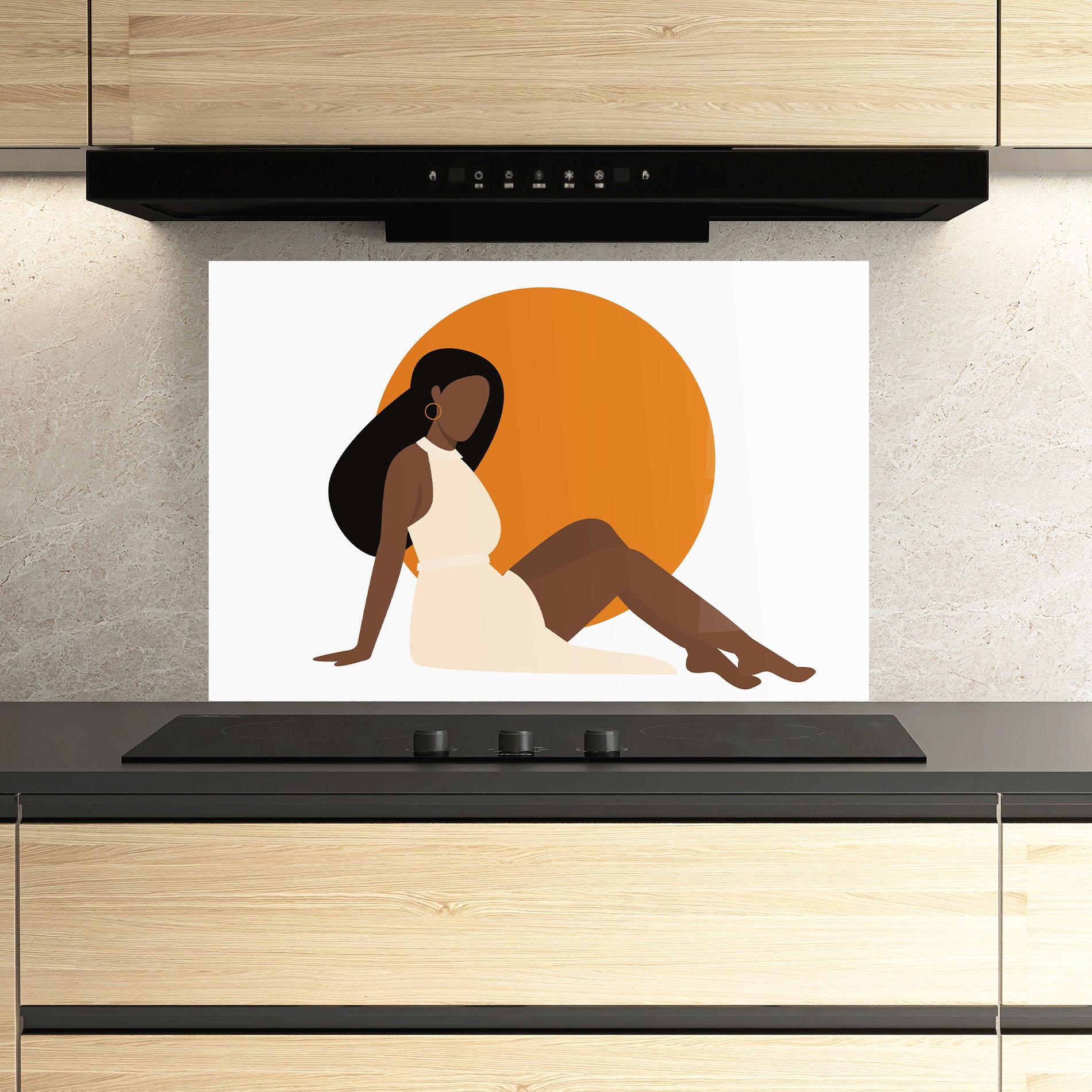 Küchenrückwand Glas African Woman Dress mockup 3