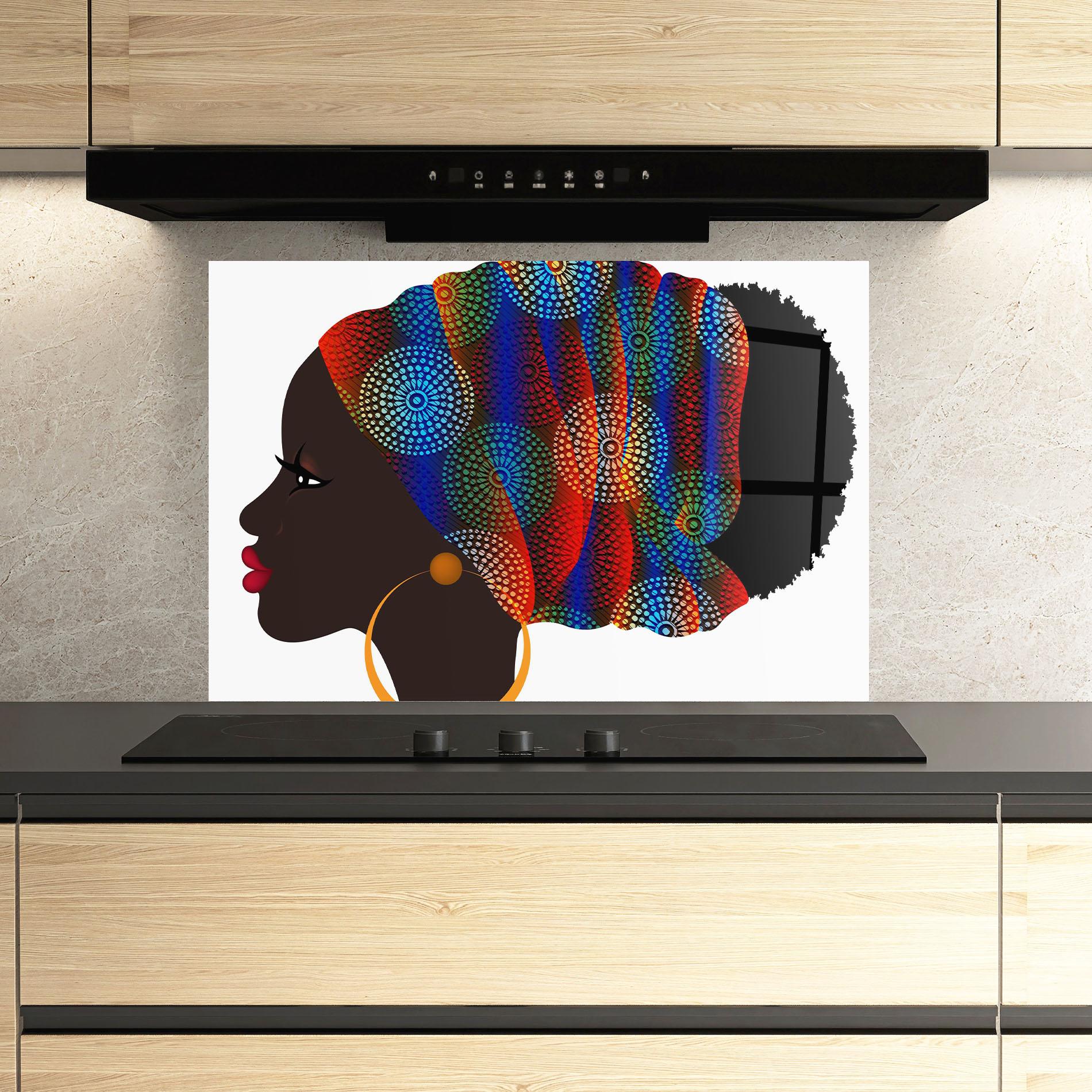 Küchenrückwand Glas Afro Hairstyle mockup 3