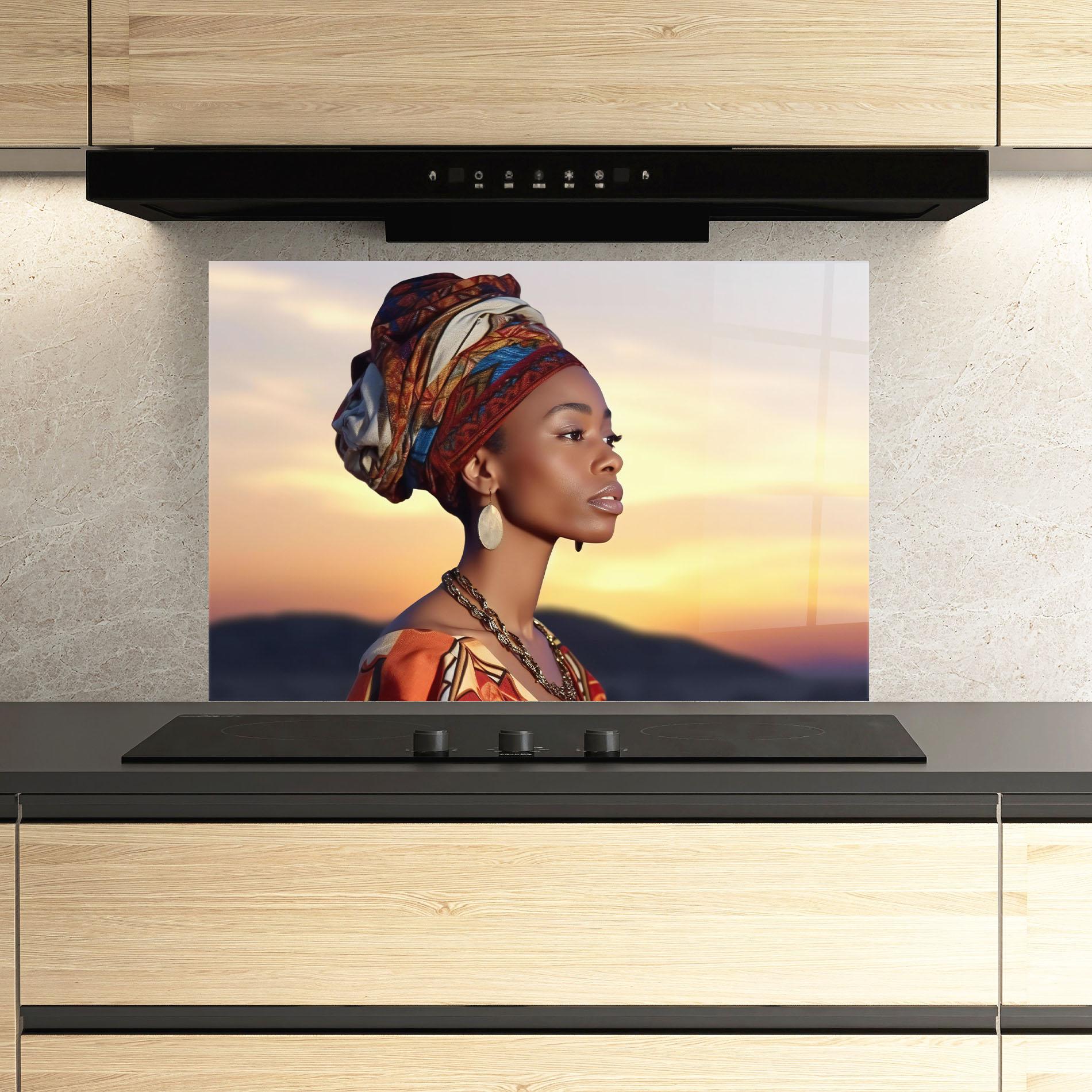 Küchenrückwand Glas Beautiful African Sunset mockup 3