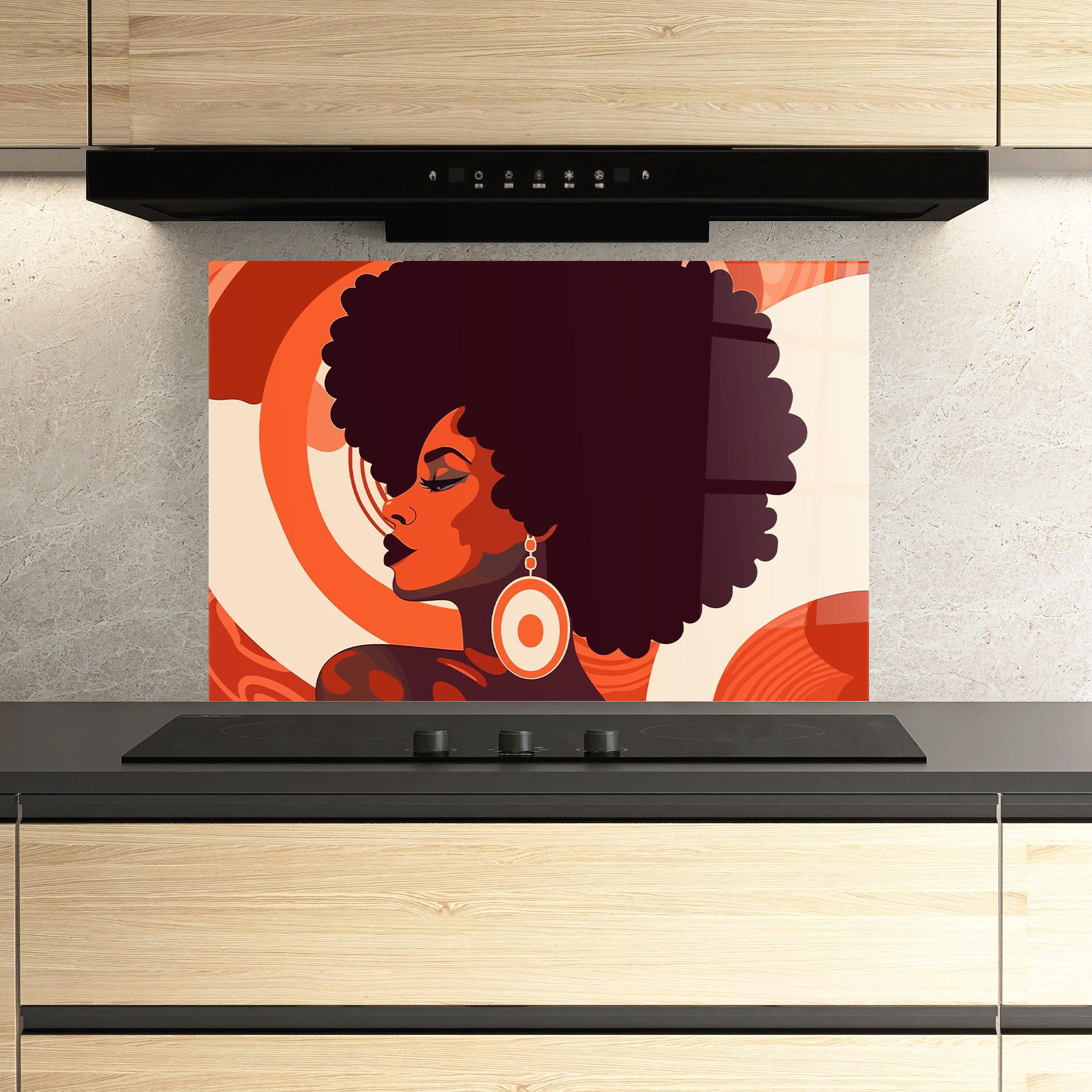 Küchenrückwand Glas Disco Afro Style mockup 3