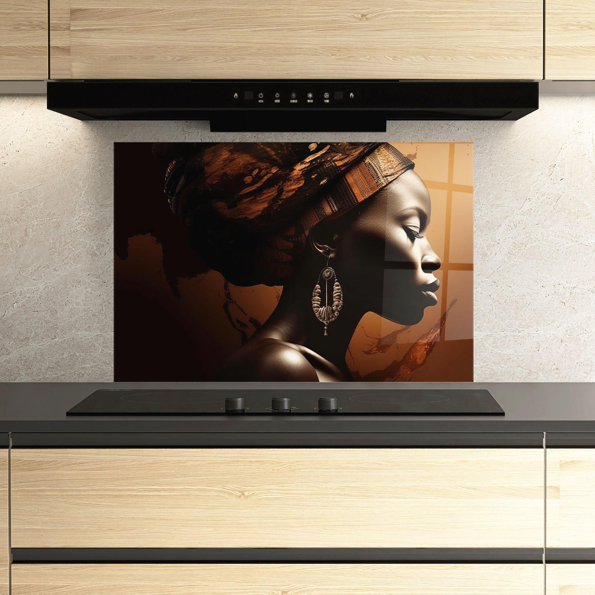 Küchenrückwand Glas Interesting African Earrings mockup 3