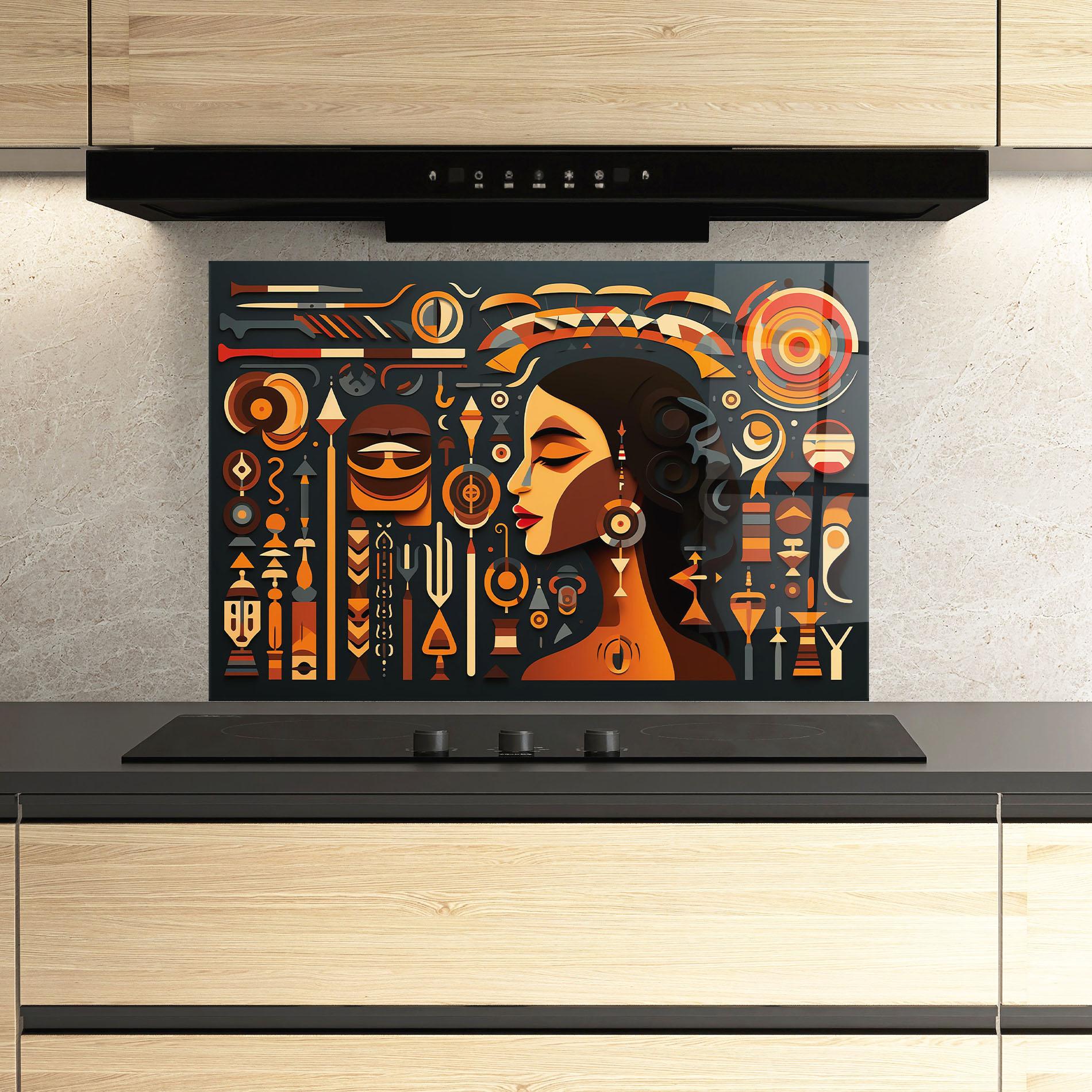 Küchenrückwand Glas Old Cultural Elements mockup 3