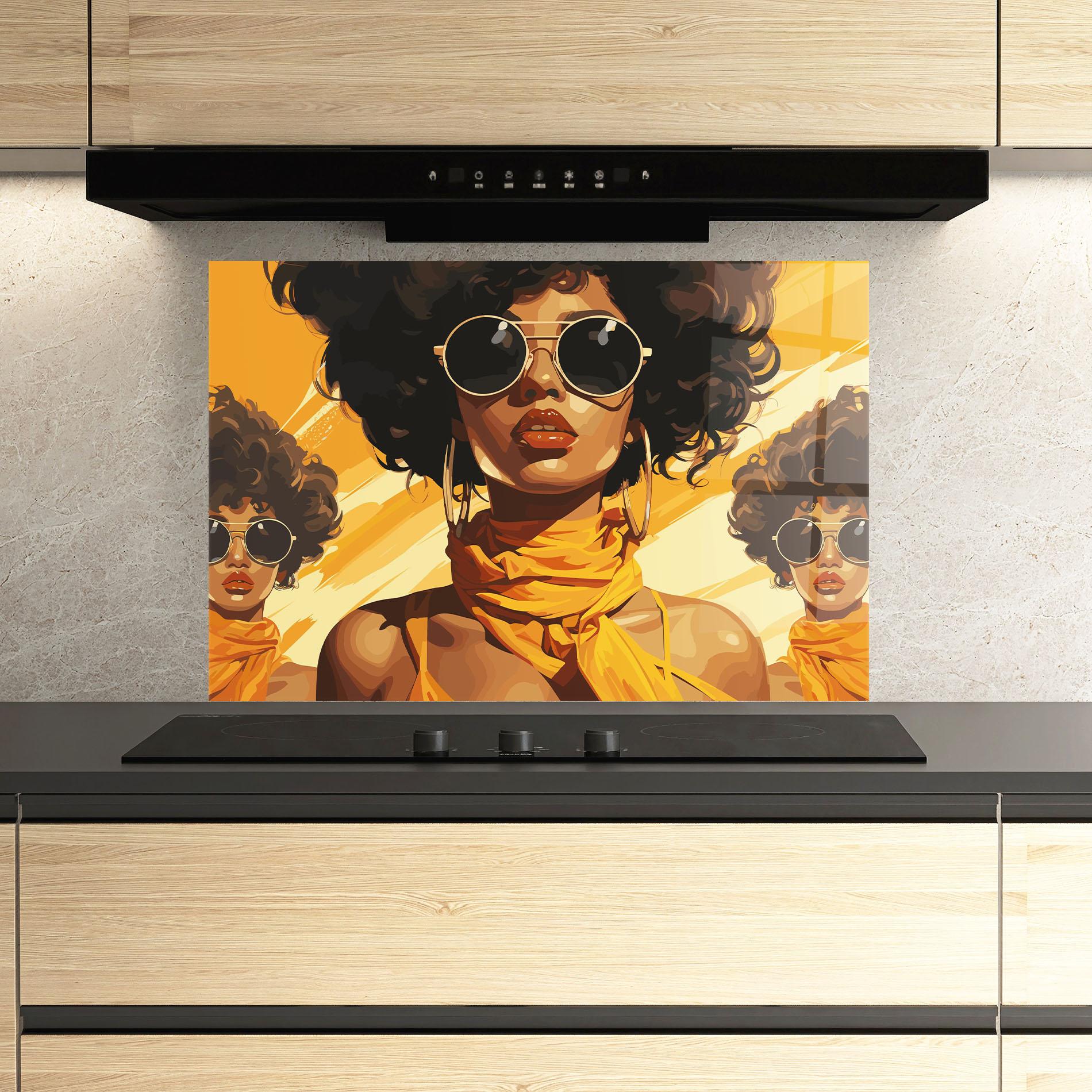 Küchenrückwand Glas Yellow African Scarf mockup 3