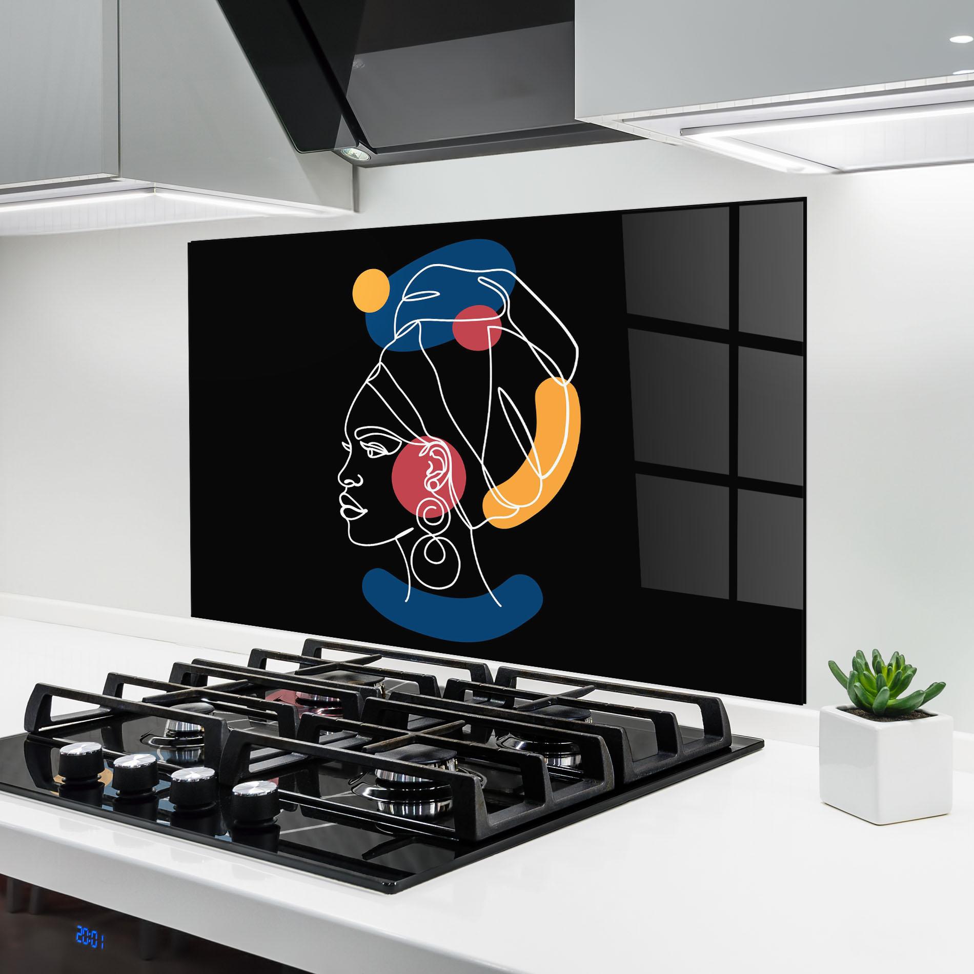 Küchenrückwand Glas African Blue Yellow mockup 6