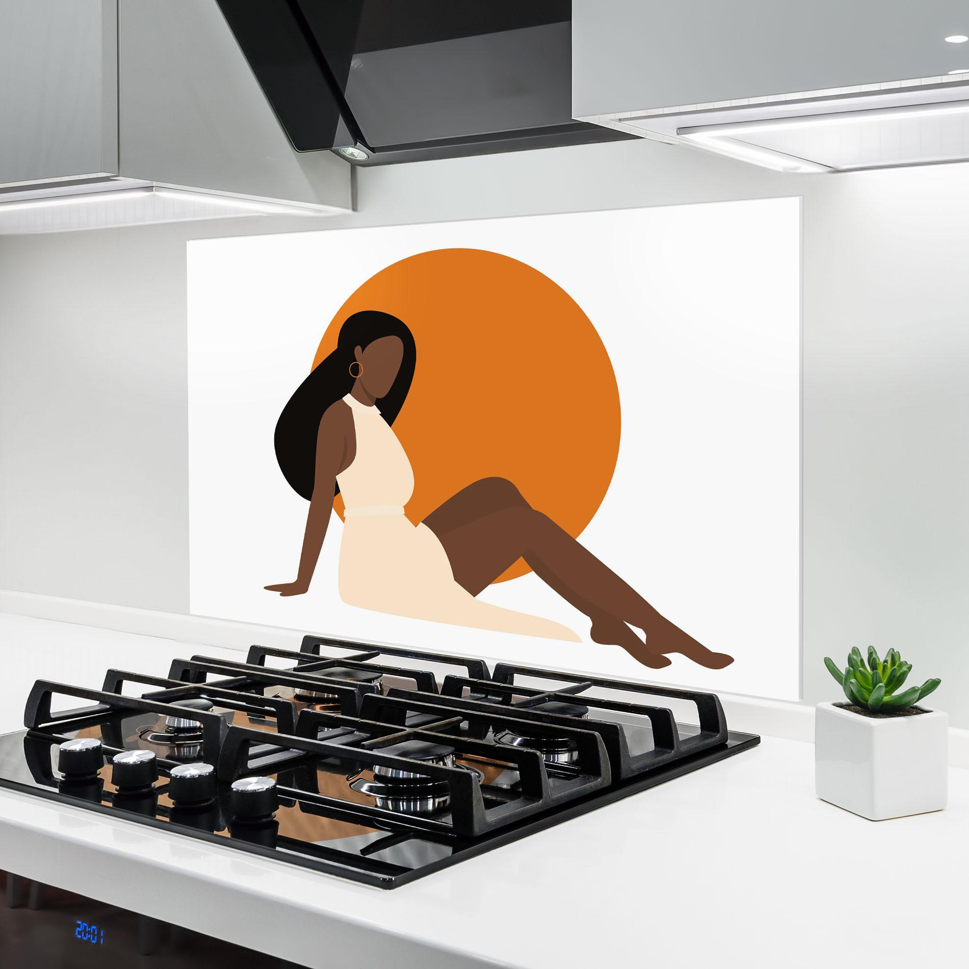 Küchenrückwand Glas African Woman Dress mockup 6