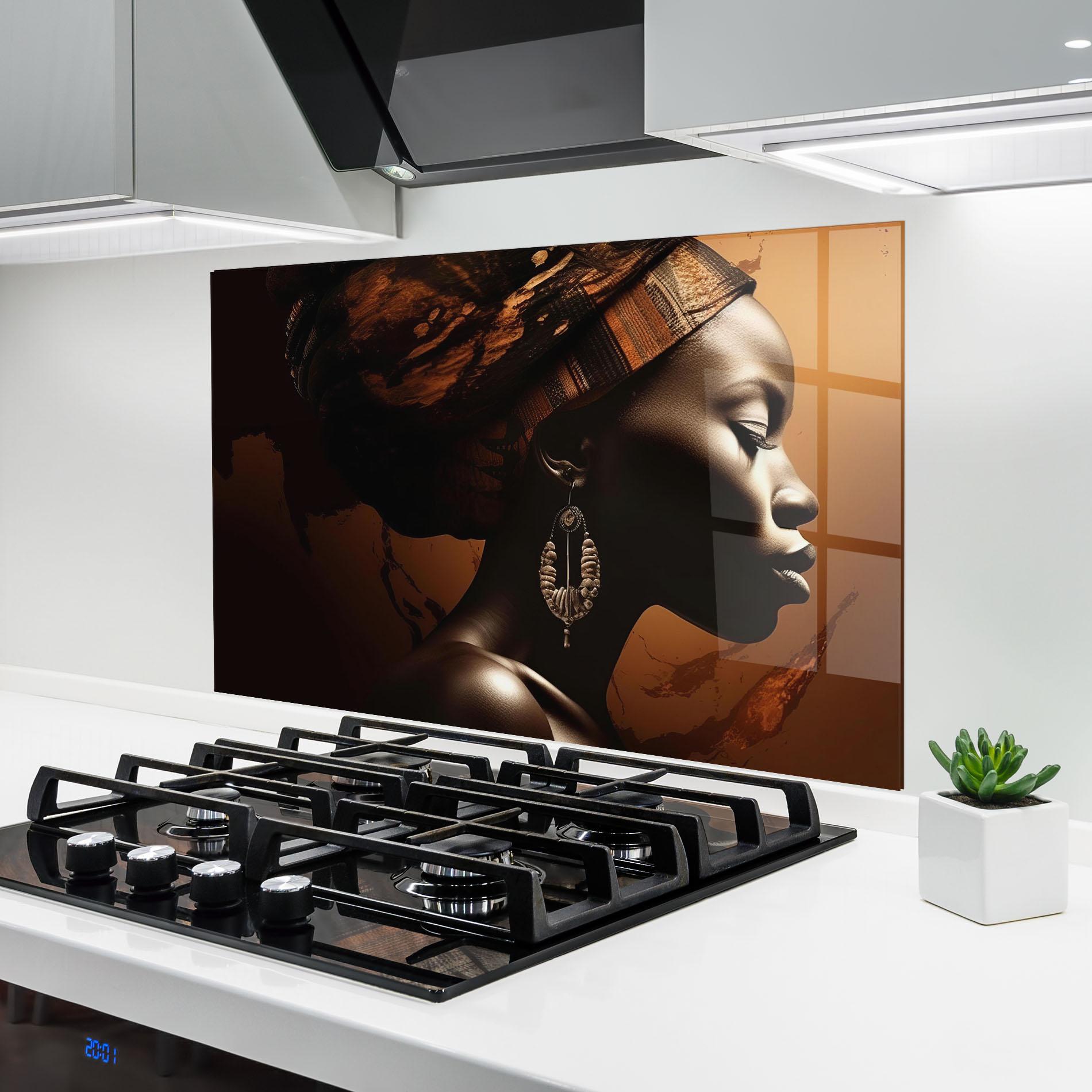 Küchenrückwand Glas Interesting African Earrings mockup 6