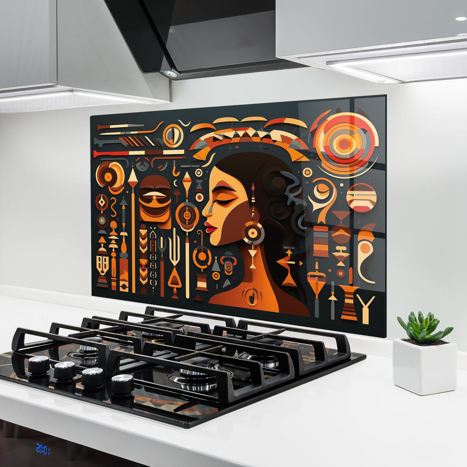 Küchenrückwand Glas Old Cultural Elements mockup 6