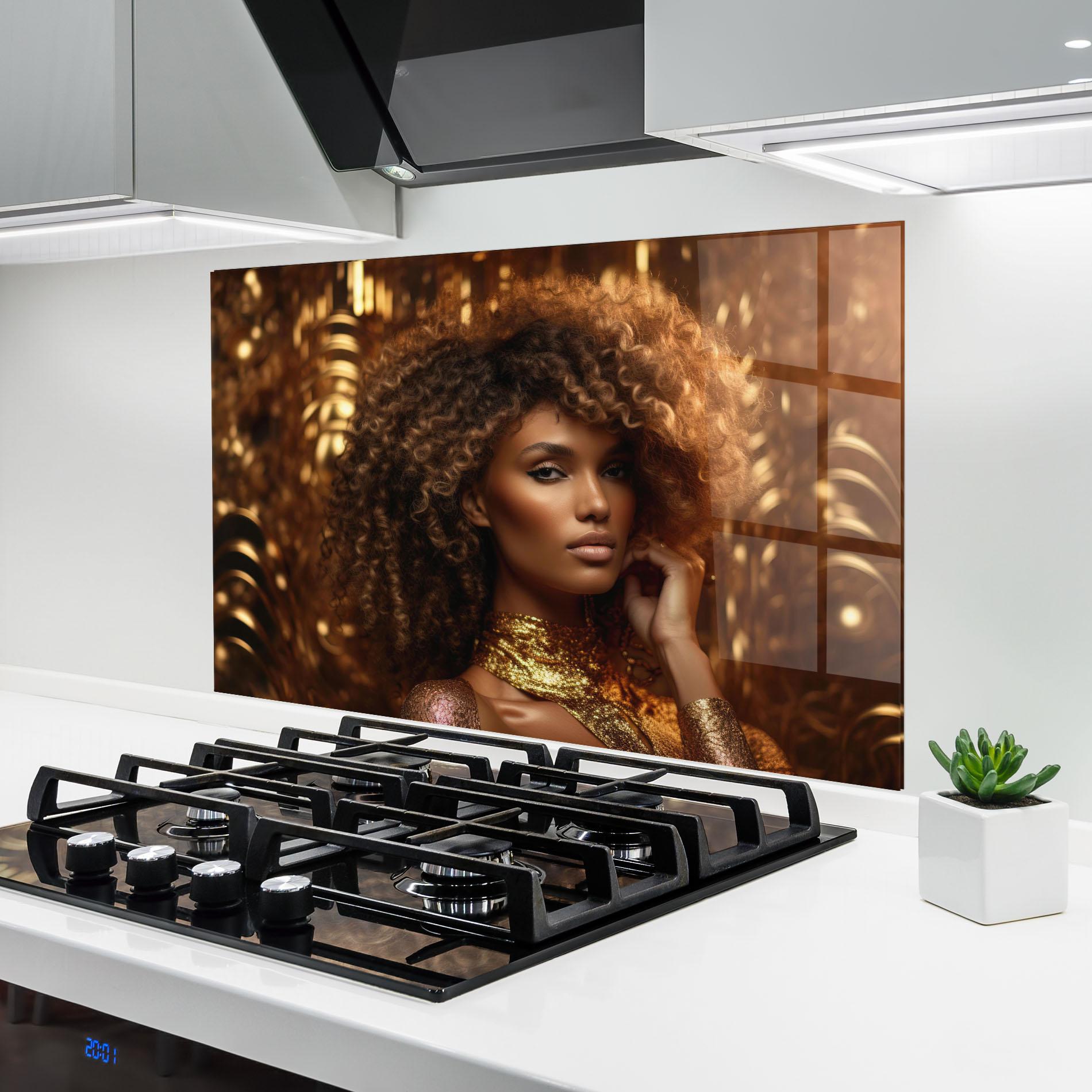 Küchenrückwand Glas Radiant Bronze Goddess mockup 6