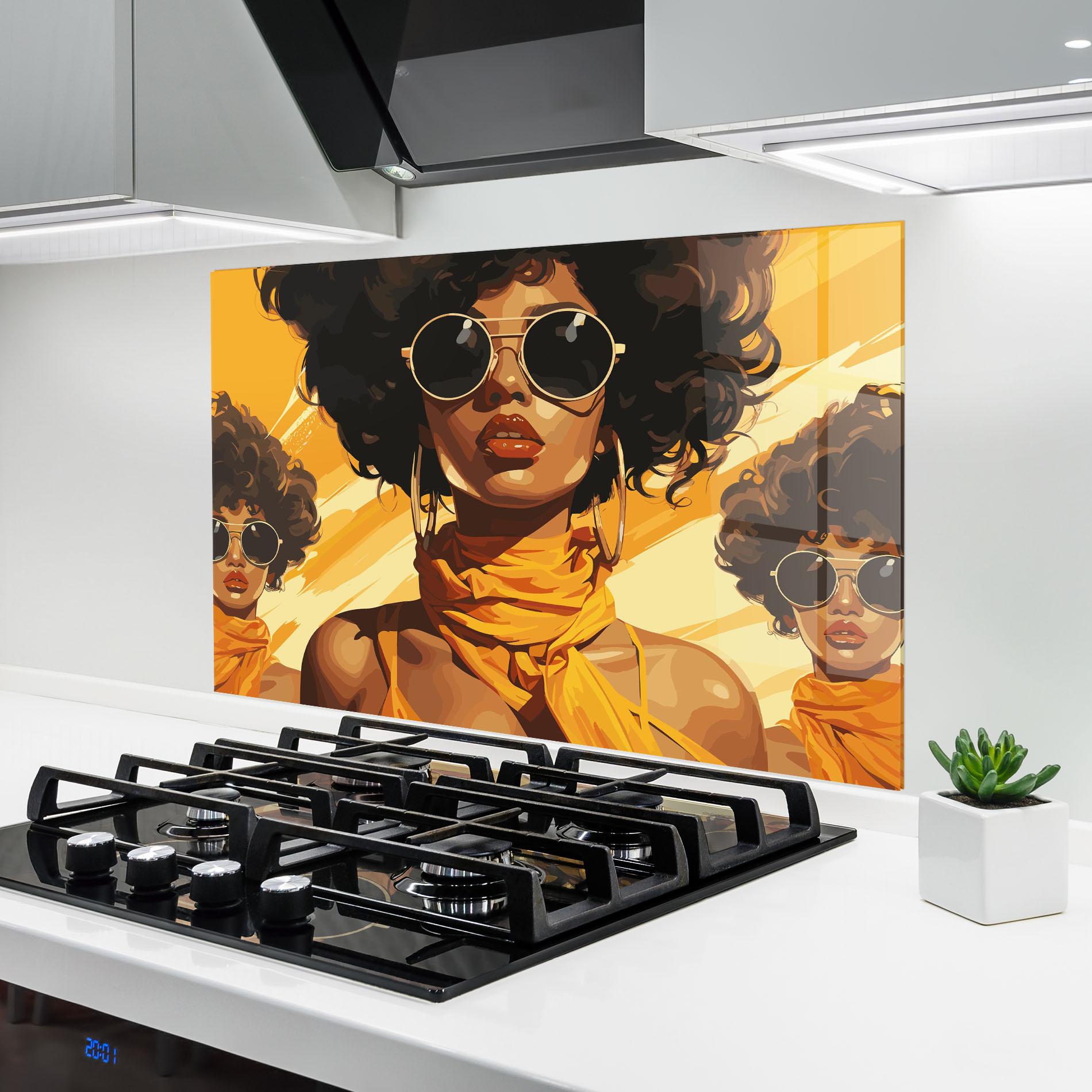 Küchenrückwand Glas Yellow African Scarf mockup 6