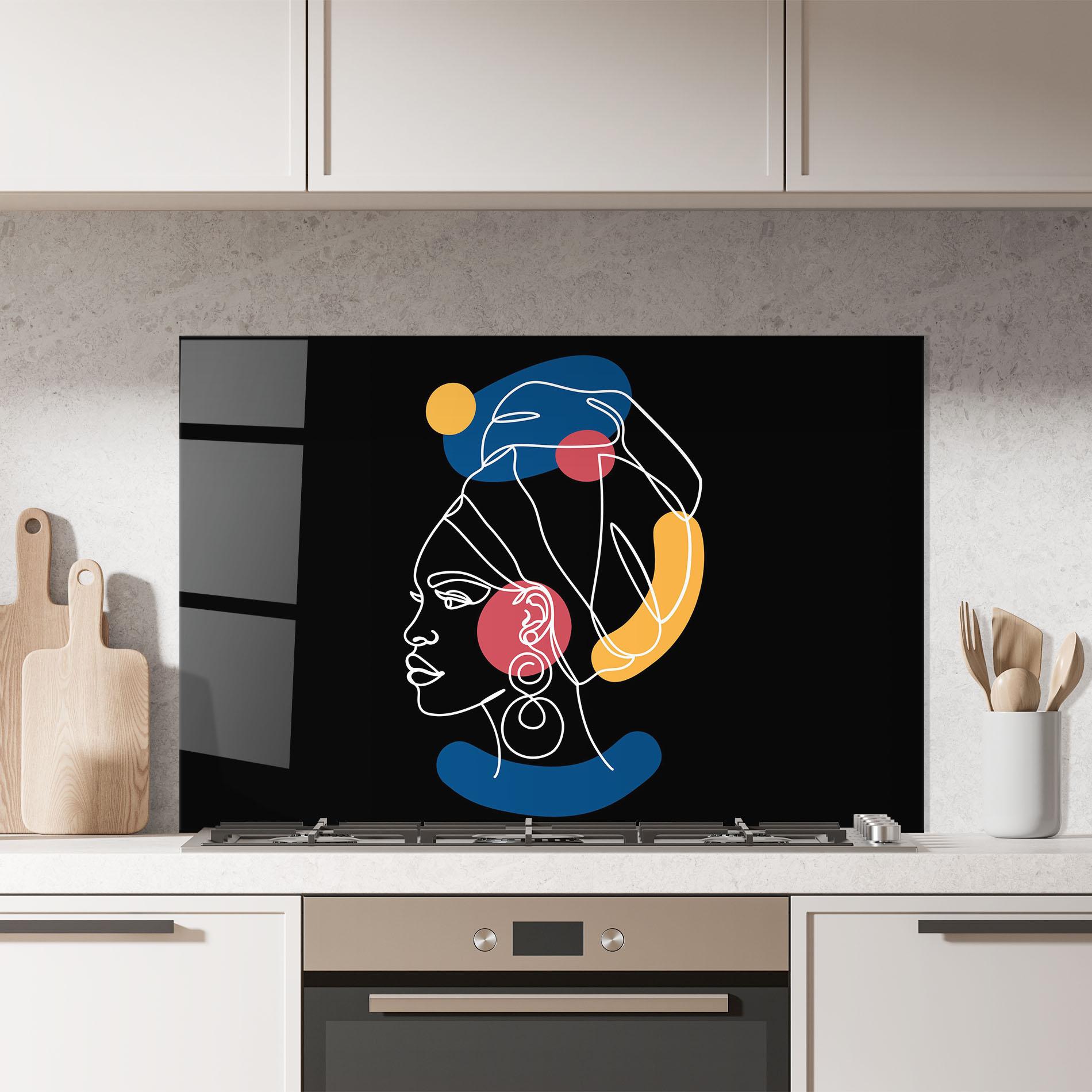 Küchenrückwand Glas African Blue Yellow mockup 7