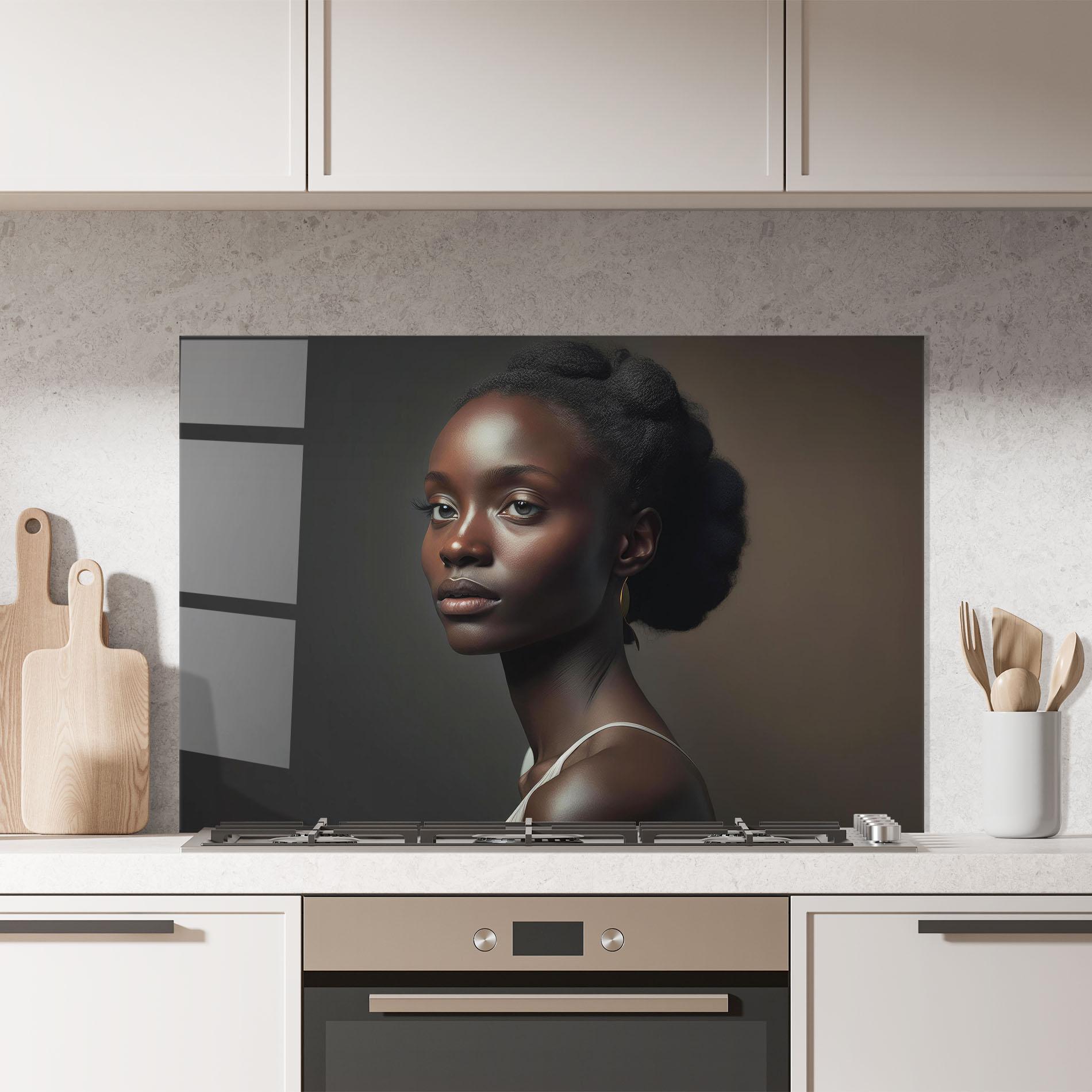 Küchenrückwand Glas African Natural Makeup mockup 7