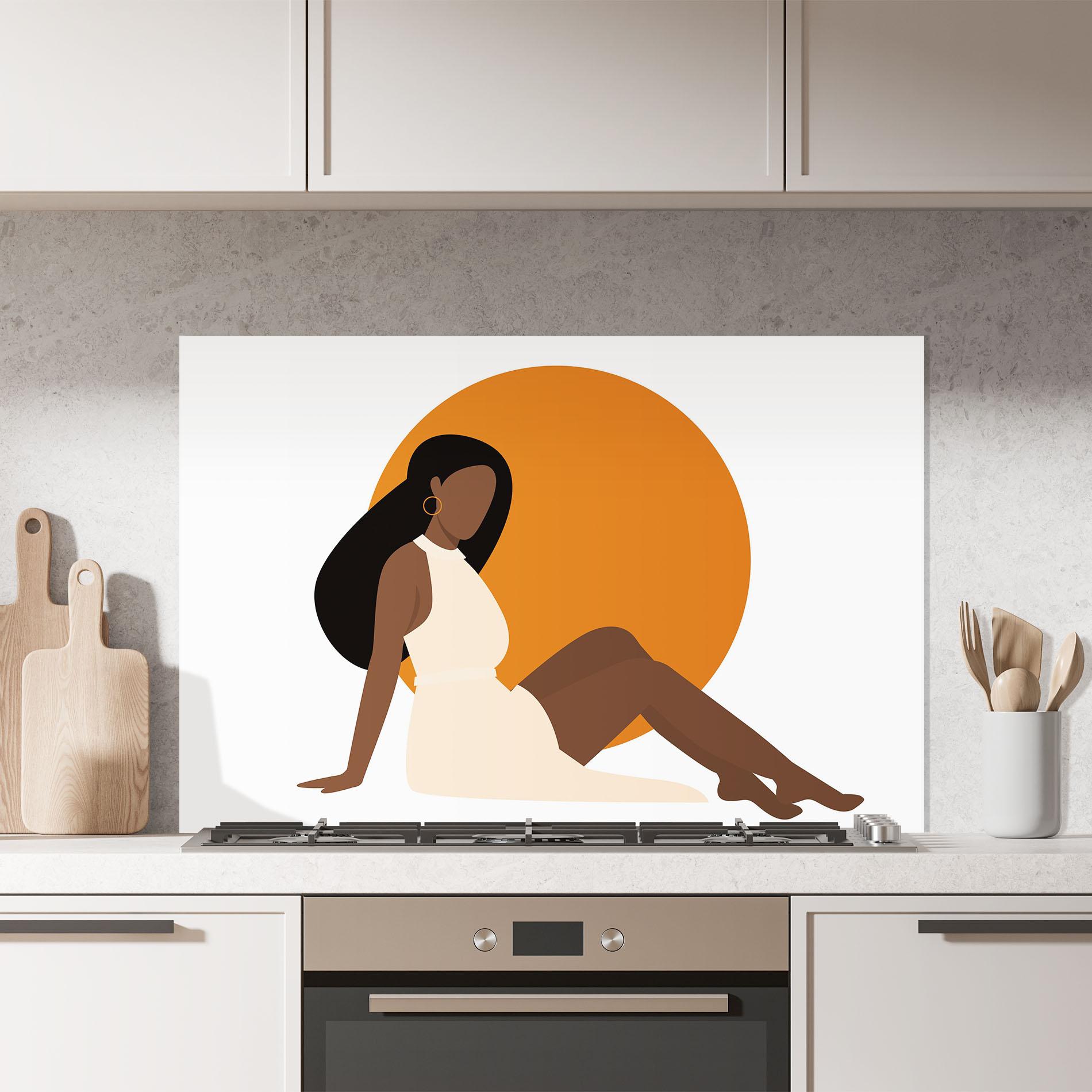 Küchenrückwand Glas African Woman Dress mockup 7