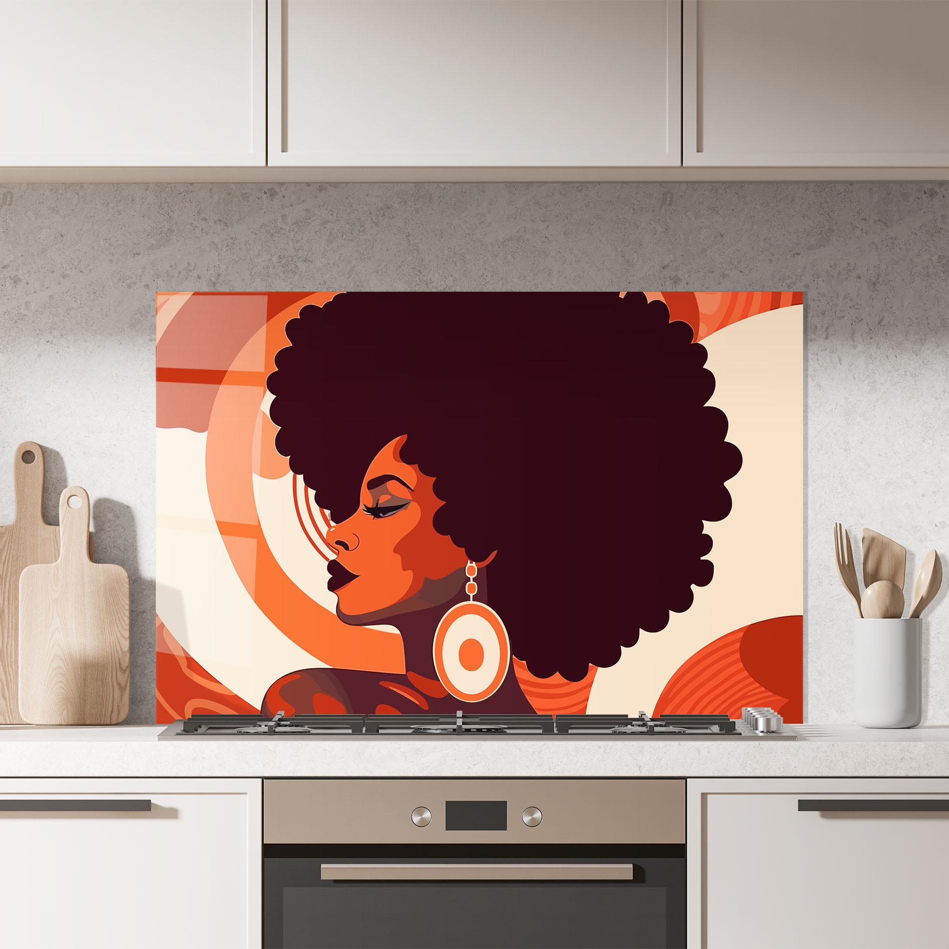 Küchenrückwand Glas Disco Afro Style mockup 7