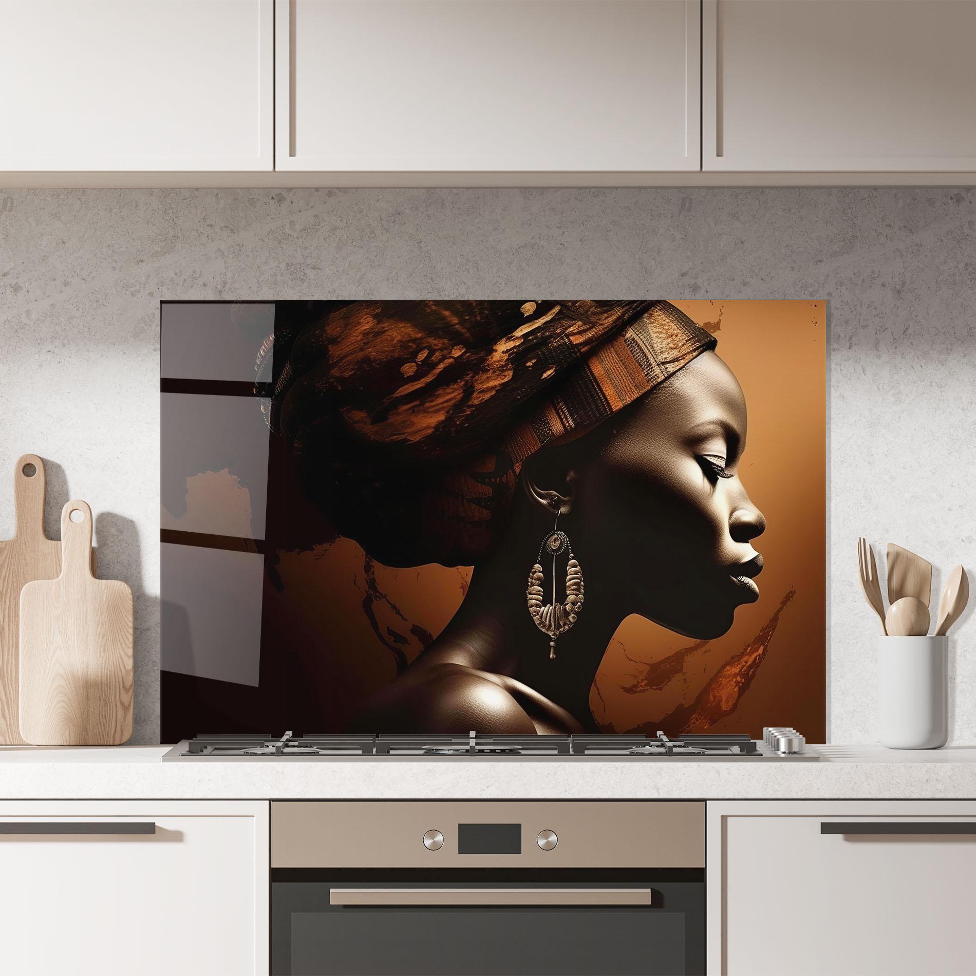 Küchenrückwand Glas Interesting African Earrings mockup 7