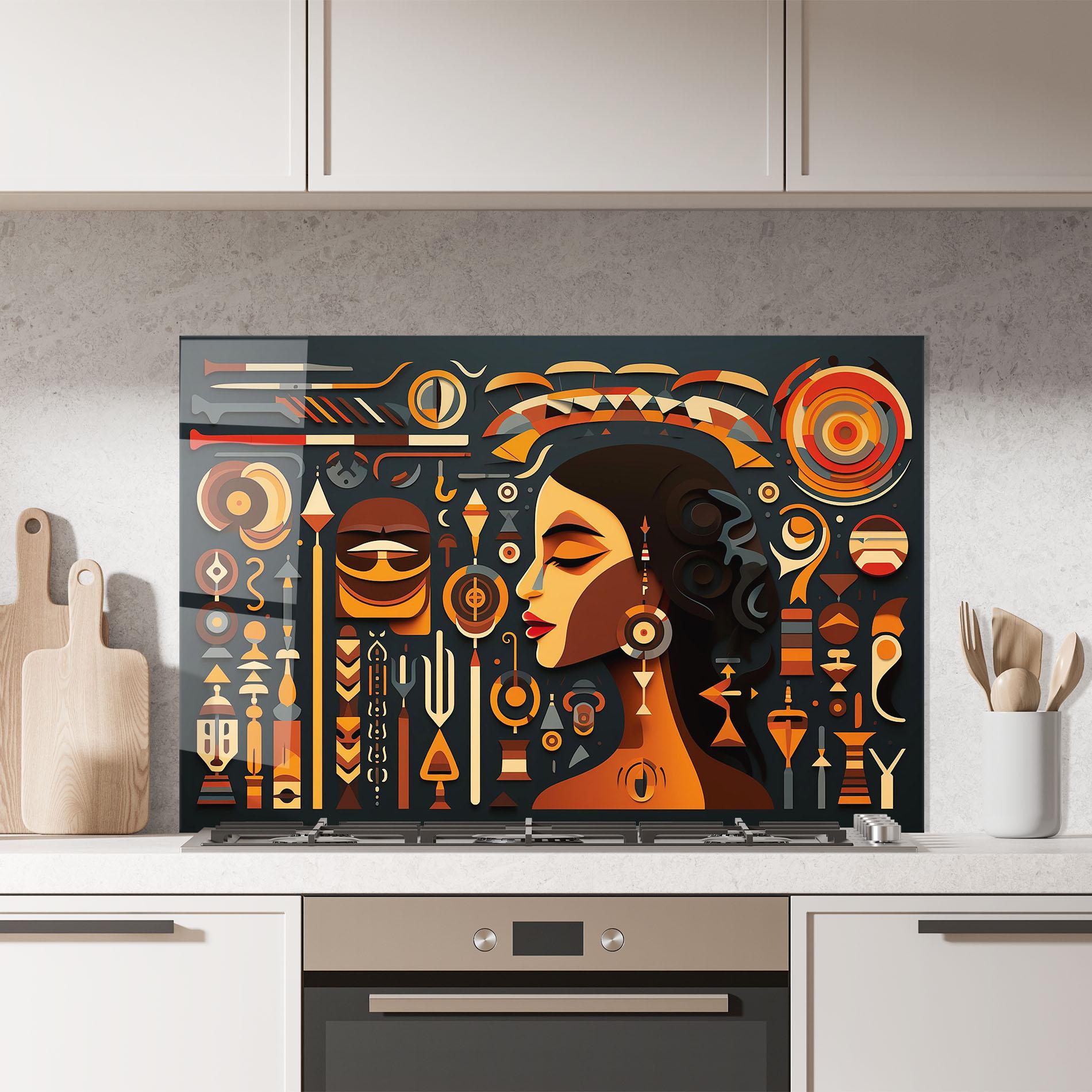 Küchenrückwand Glas Old Cultural Elements mockup 7