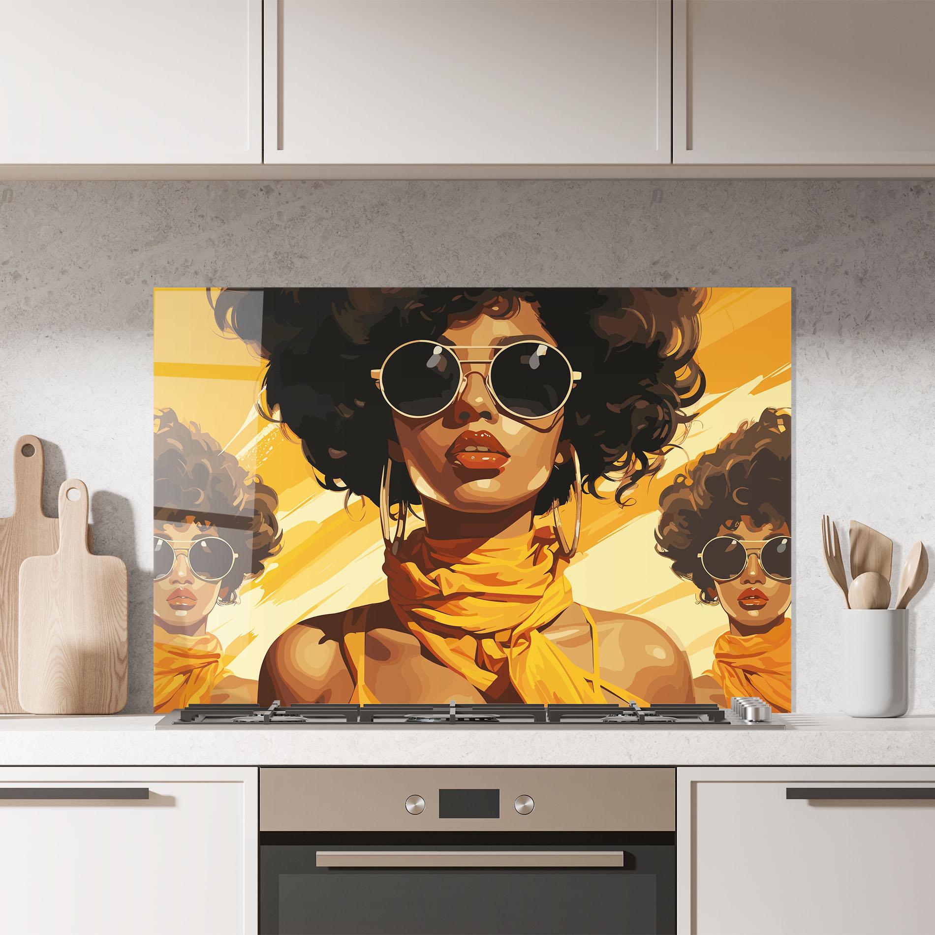 Küchenrückwand Glas Yellow African Scarf mockup 7