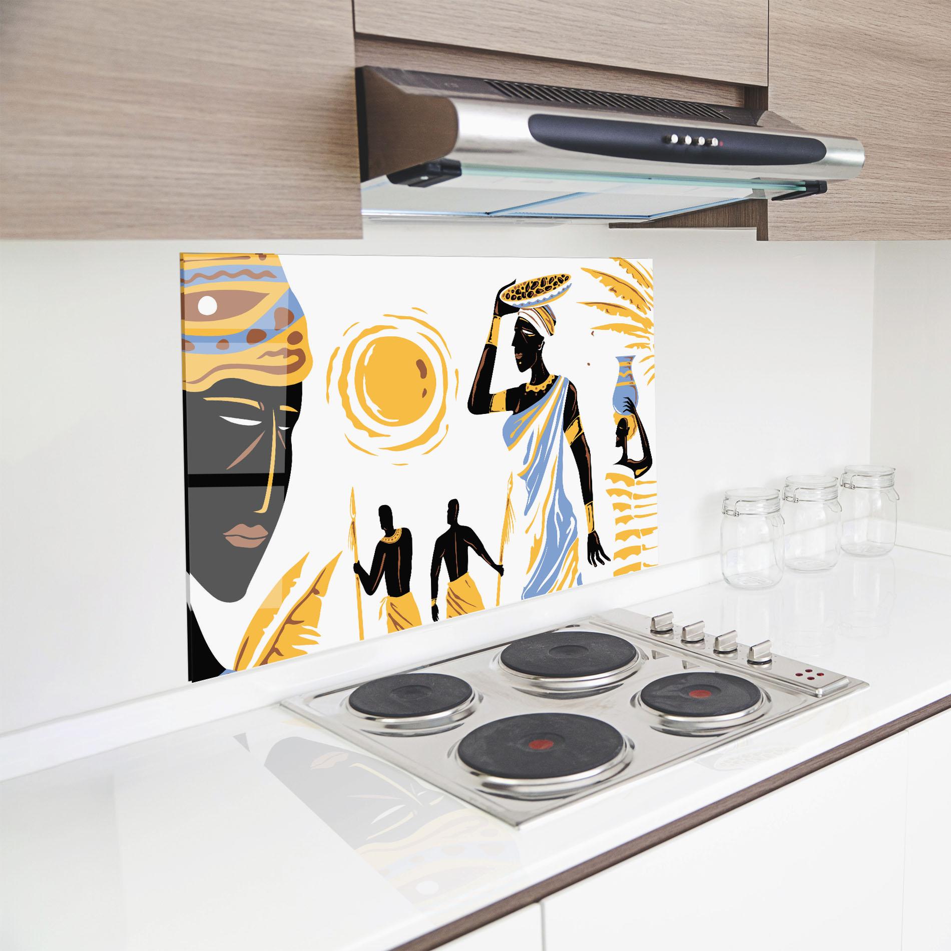 Küchenrückwand Glas African Drawing mockup 8