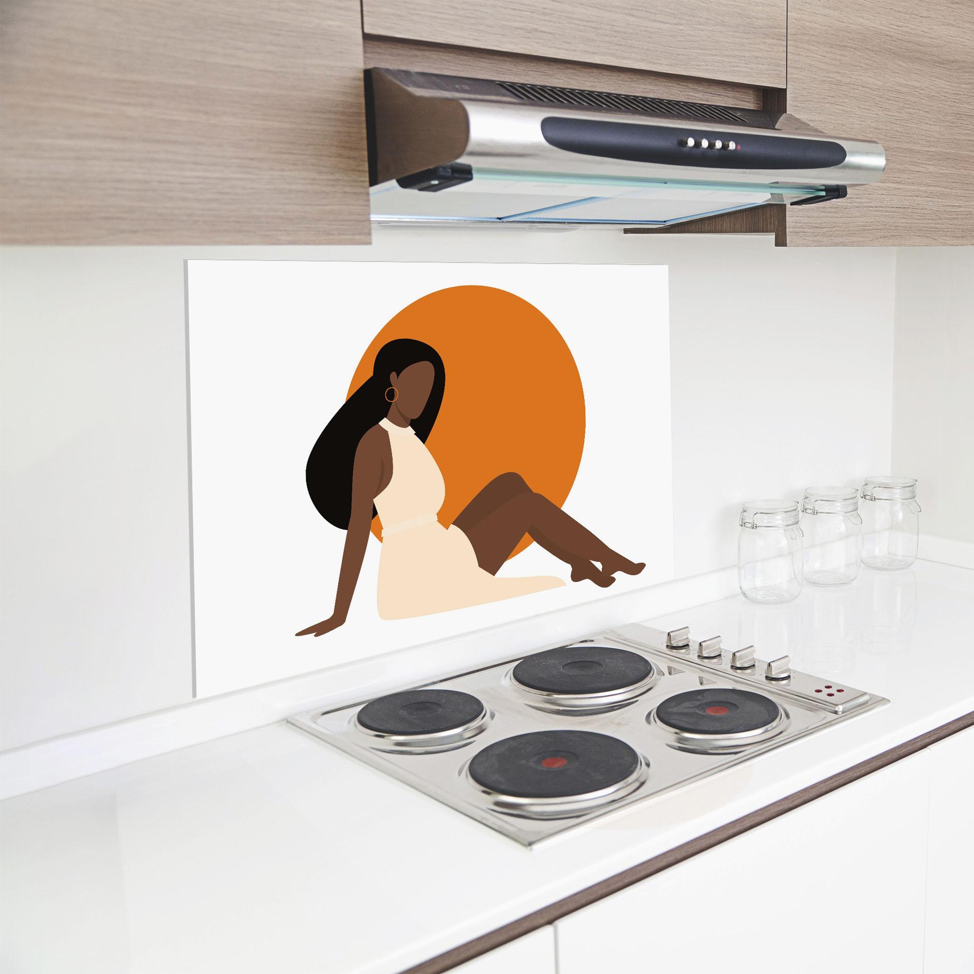 Küchenrückwand Glas African Woman Dress mockup 8