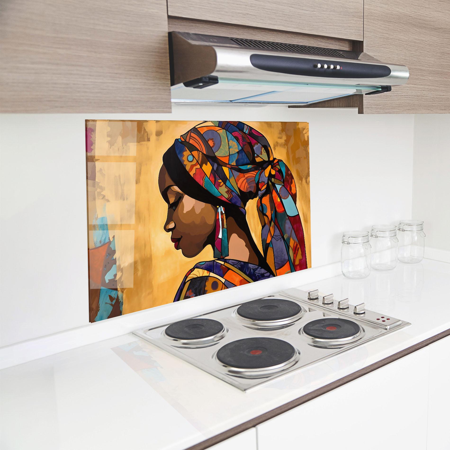Küchenrückwand Glas Headscarf Pretty Woman mockup 8