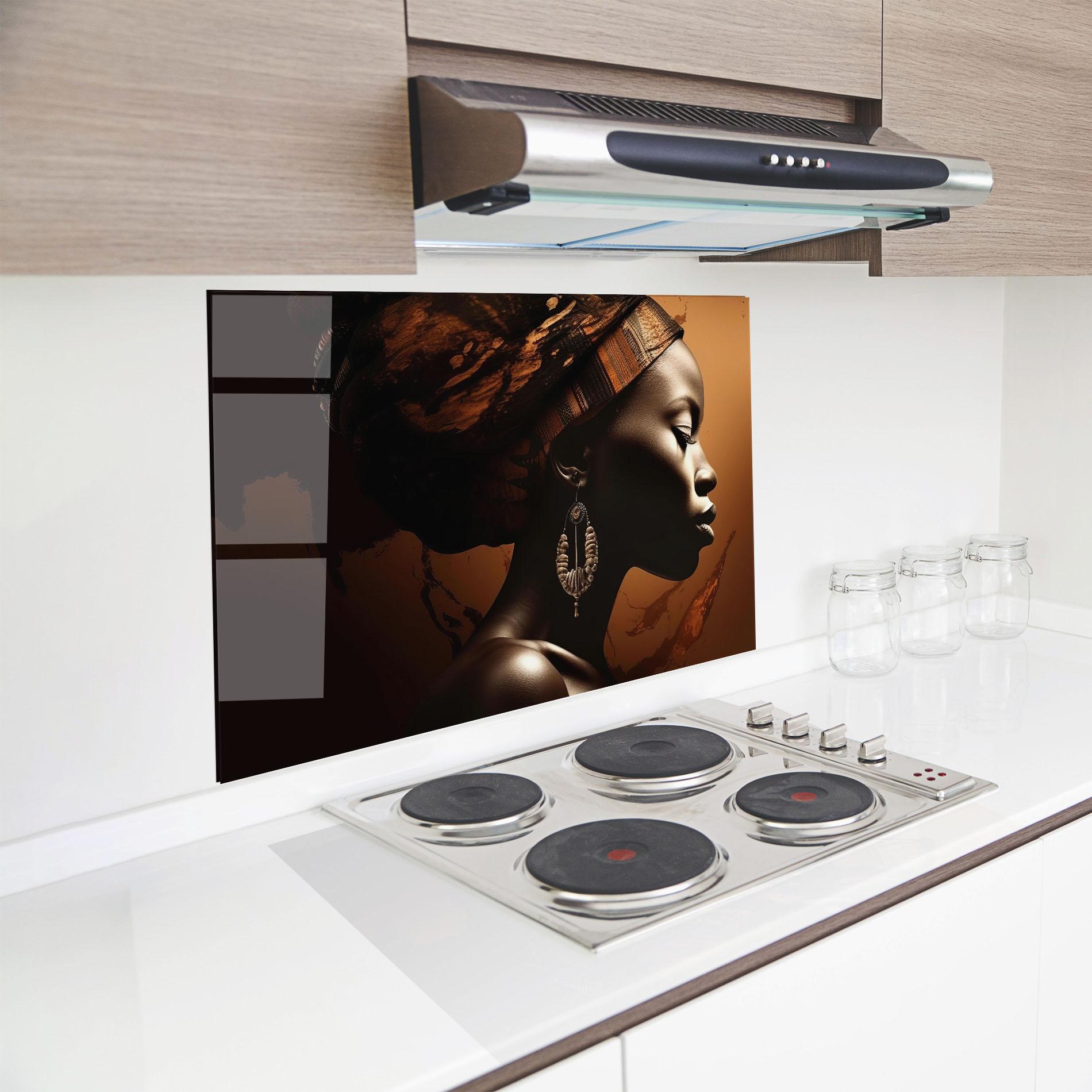 Küchenrückwand Glas Interesting African Earrings mockup 8