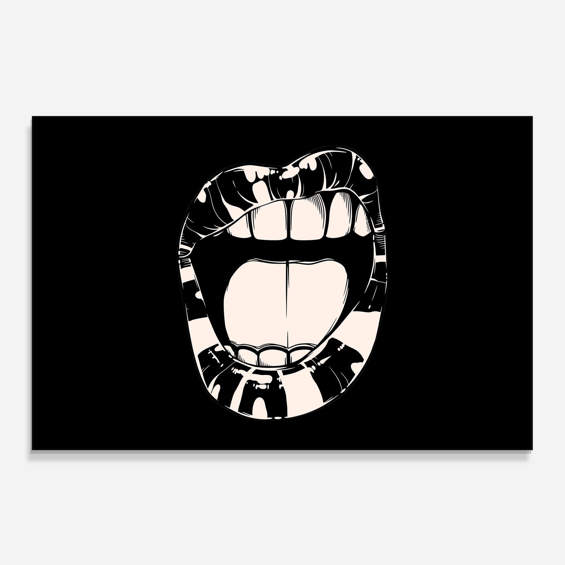 Küchenrückwand Glas Big Lips On Black mockup 0