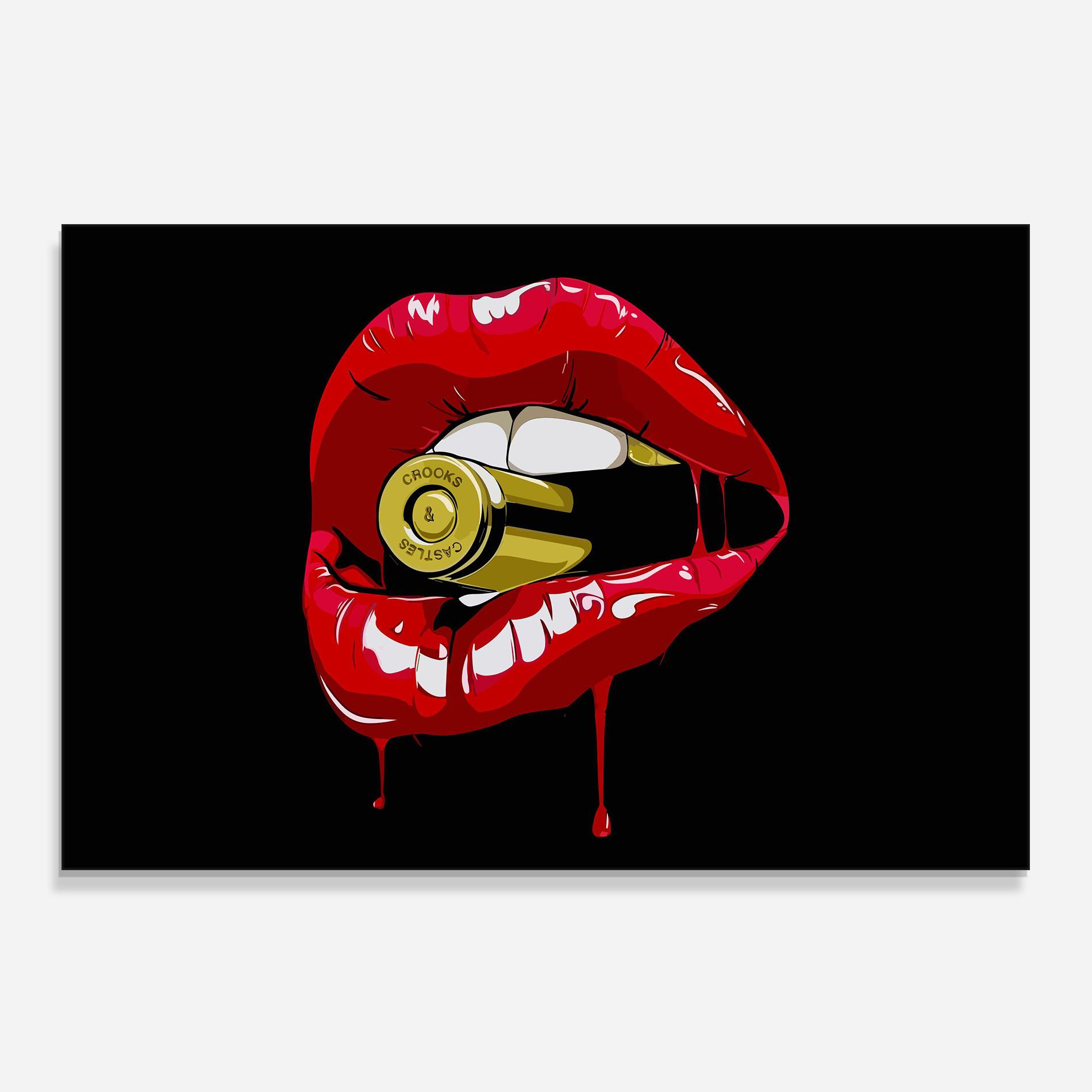 Küchenrückwand Glas Bullet Lips mockup 0