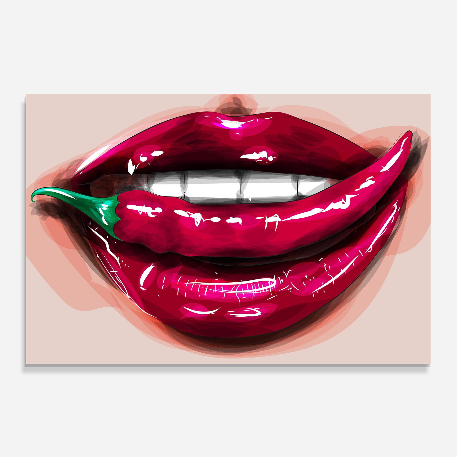 Küchenrückwand Glas Chilli Lips mockup 0