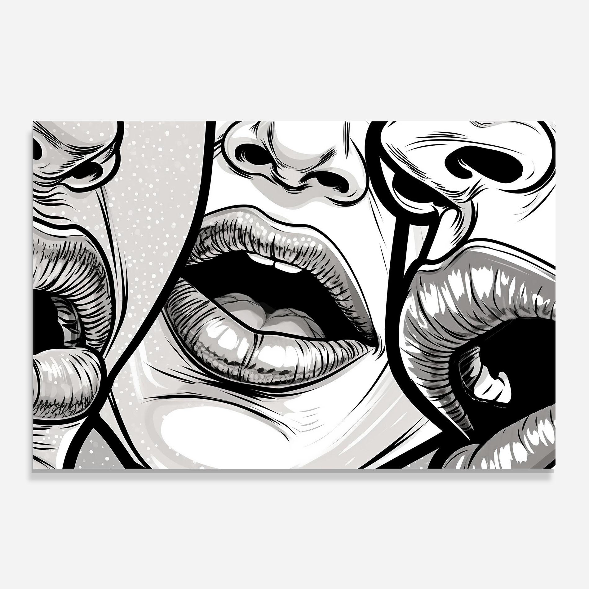 Küchenrückwand Glas Comic Book Lips mockup 0