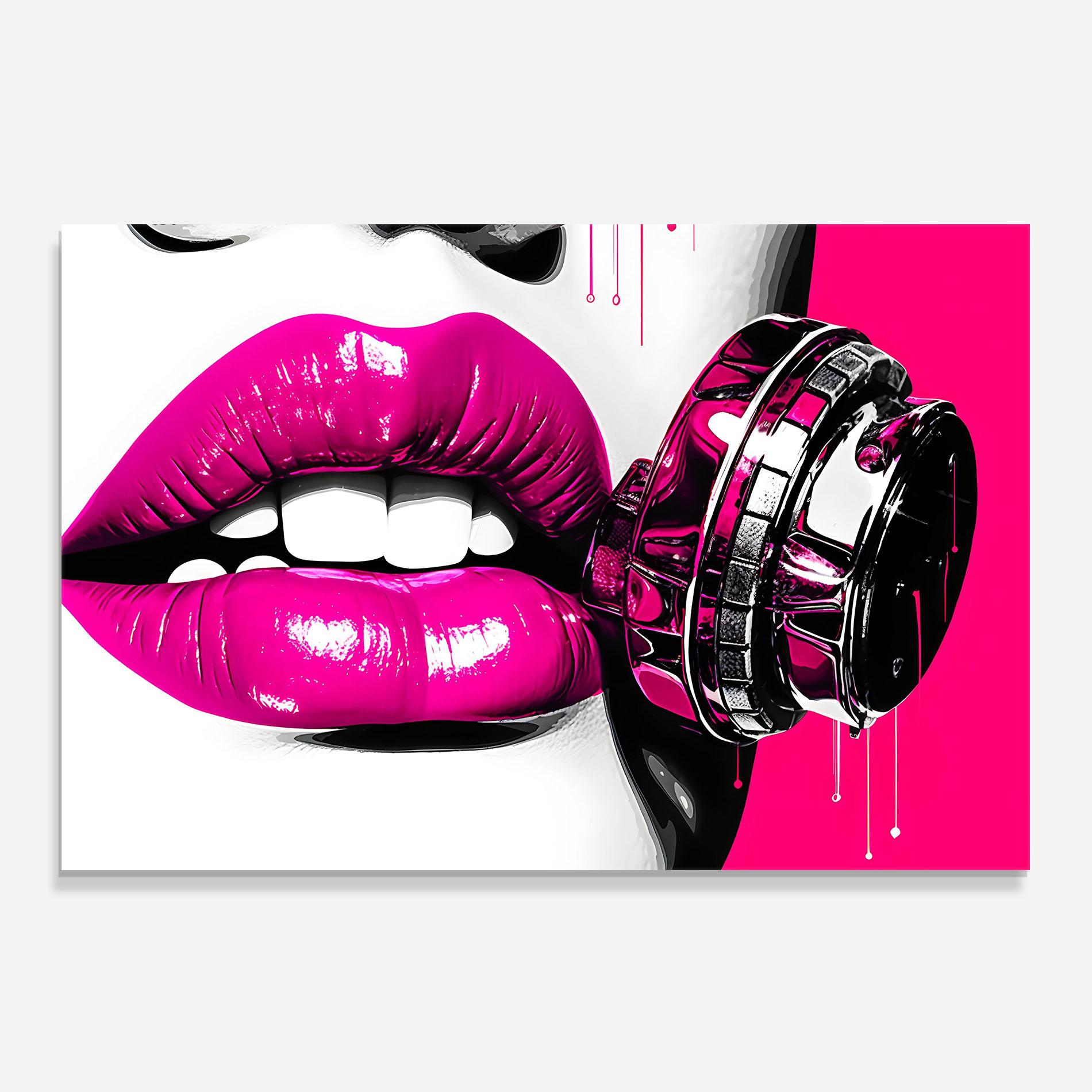Küchenrückwand Glas Hot Pink Lips mockup 0