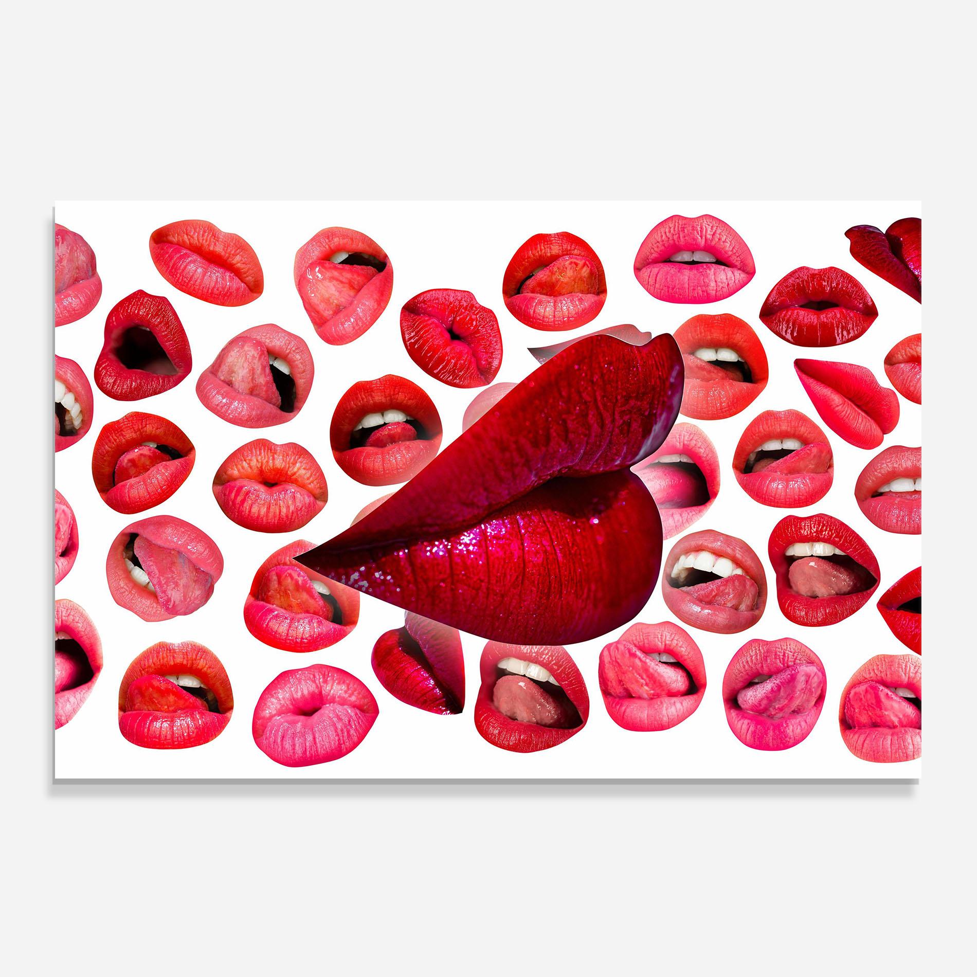 Küchenrückwand Glas Red Lip Female mockup 0