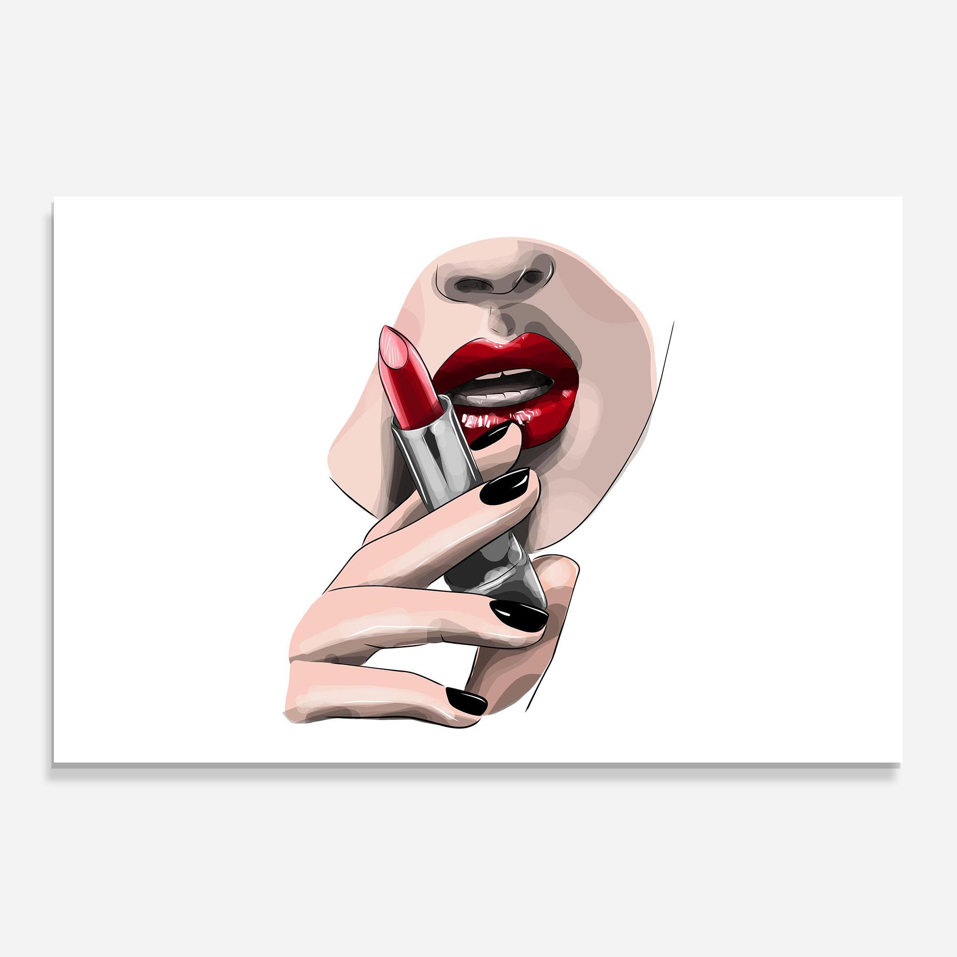 Küchenrückwand Glas Red Lipstick mockup 0