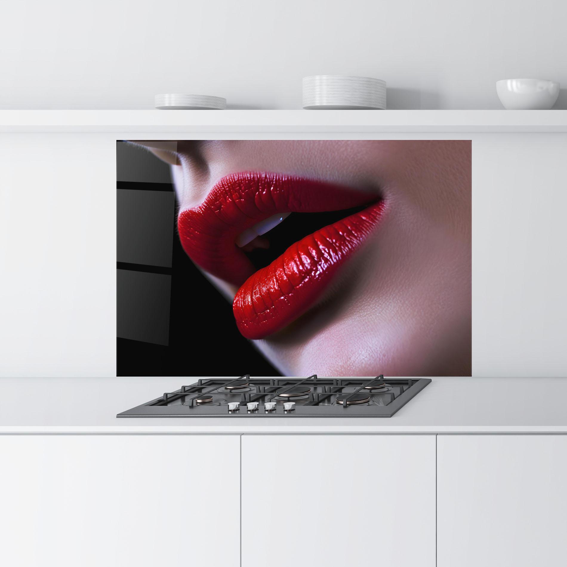 Küchenrückwand Glas Close Up Woman mockup 9
