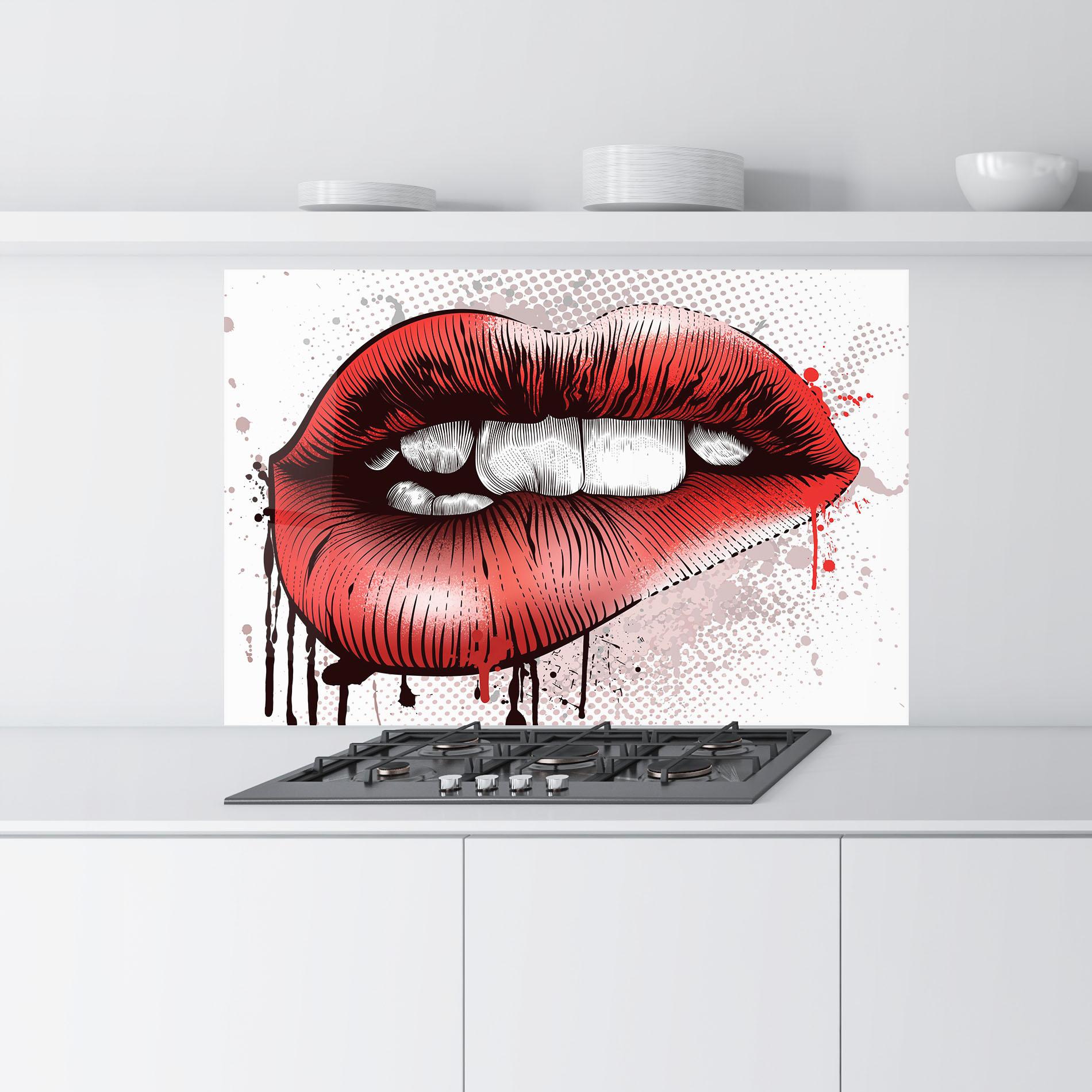 Küchenrückwand Glas Lips Pop Artistic mockup 9