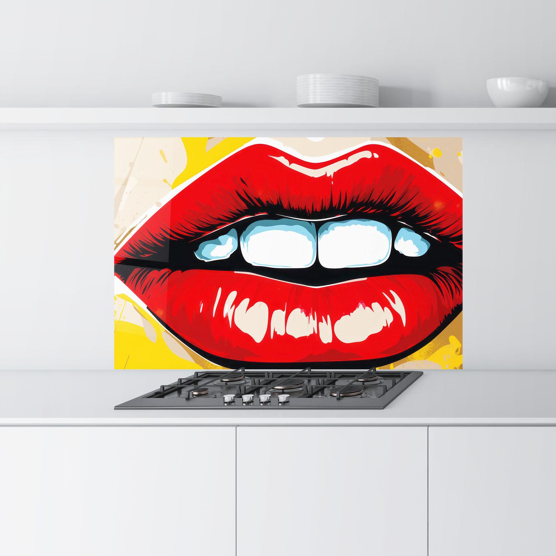 Küchenrückwand Glas Pop Lips mockup 9