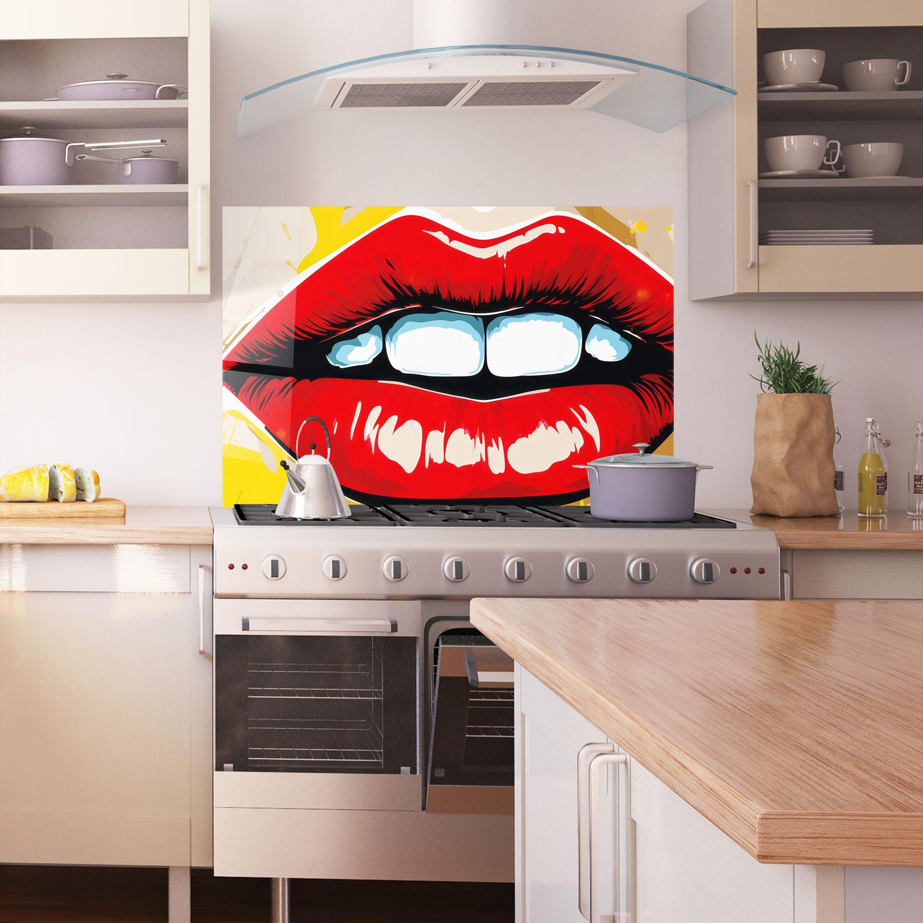 Küchenrückwand Glas Pop Lips mockup 1