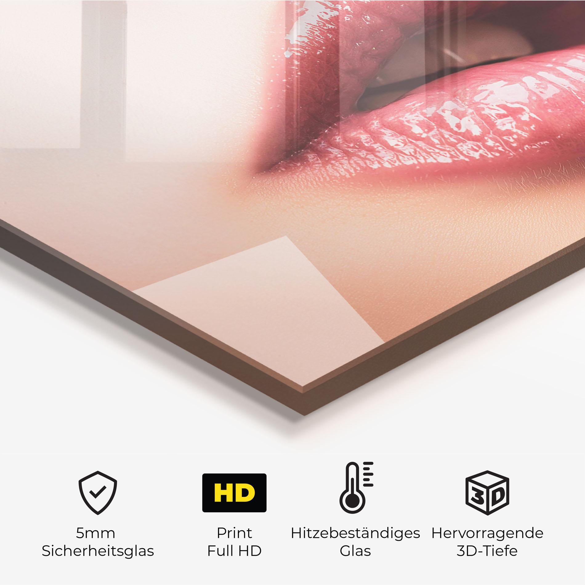 Küchenrückwand Glas Beautiful Lips mockup 2