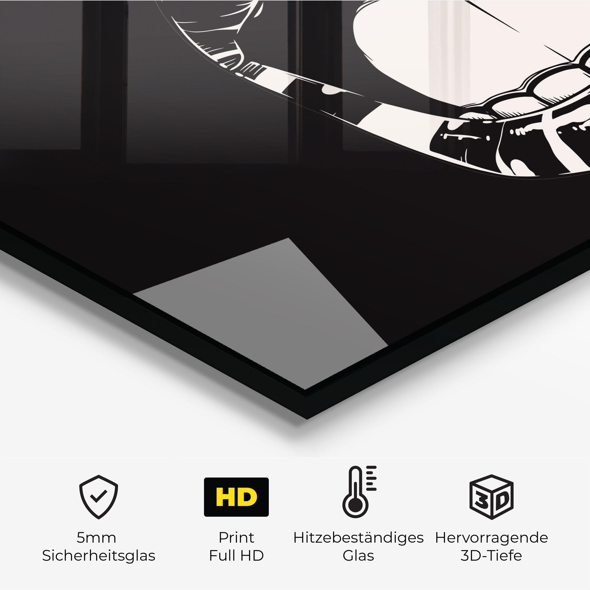 Küchenrückwand Glas Big Lips On Black mockup 2