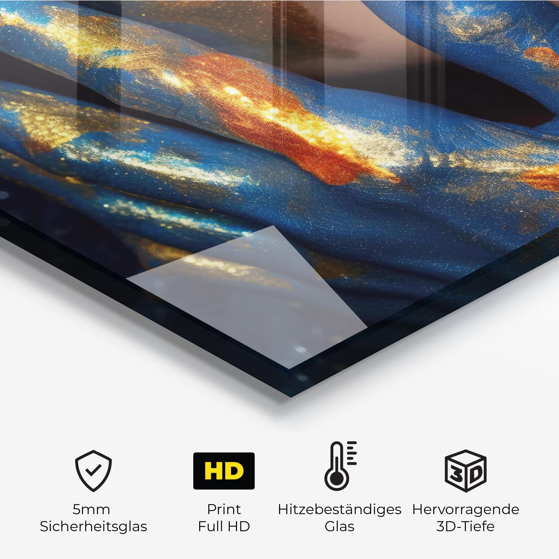 Küchenrückwand Glas Blue Hand Lips mockup 2