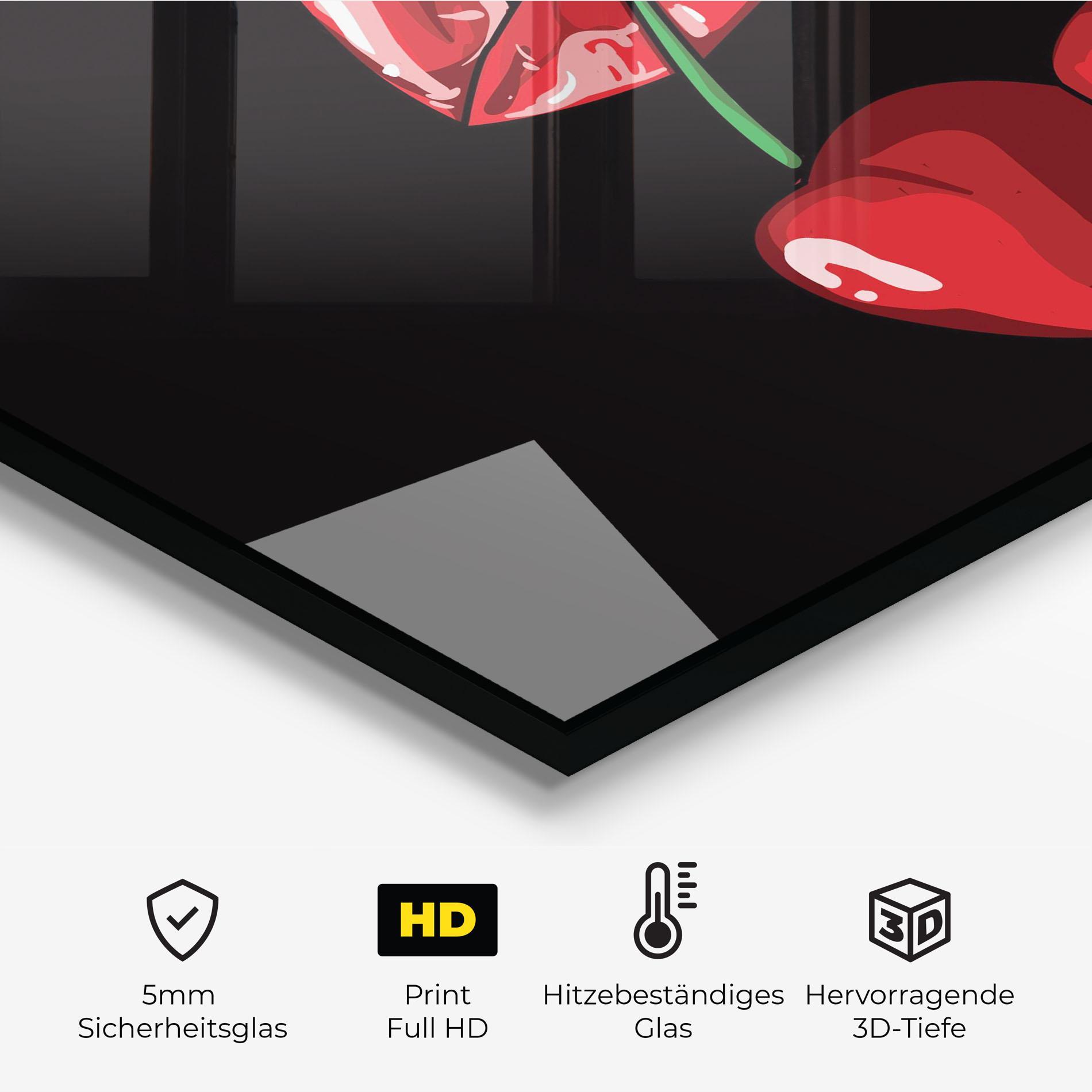 Küchenrückwand Glas Cherry Lips mockup 2