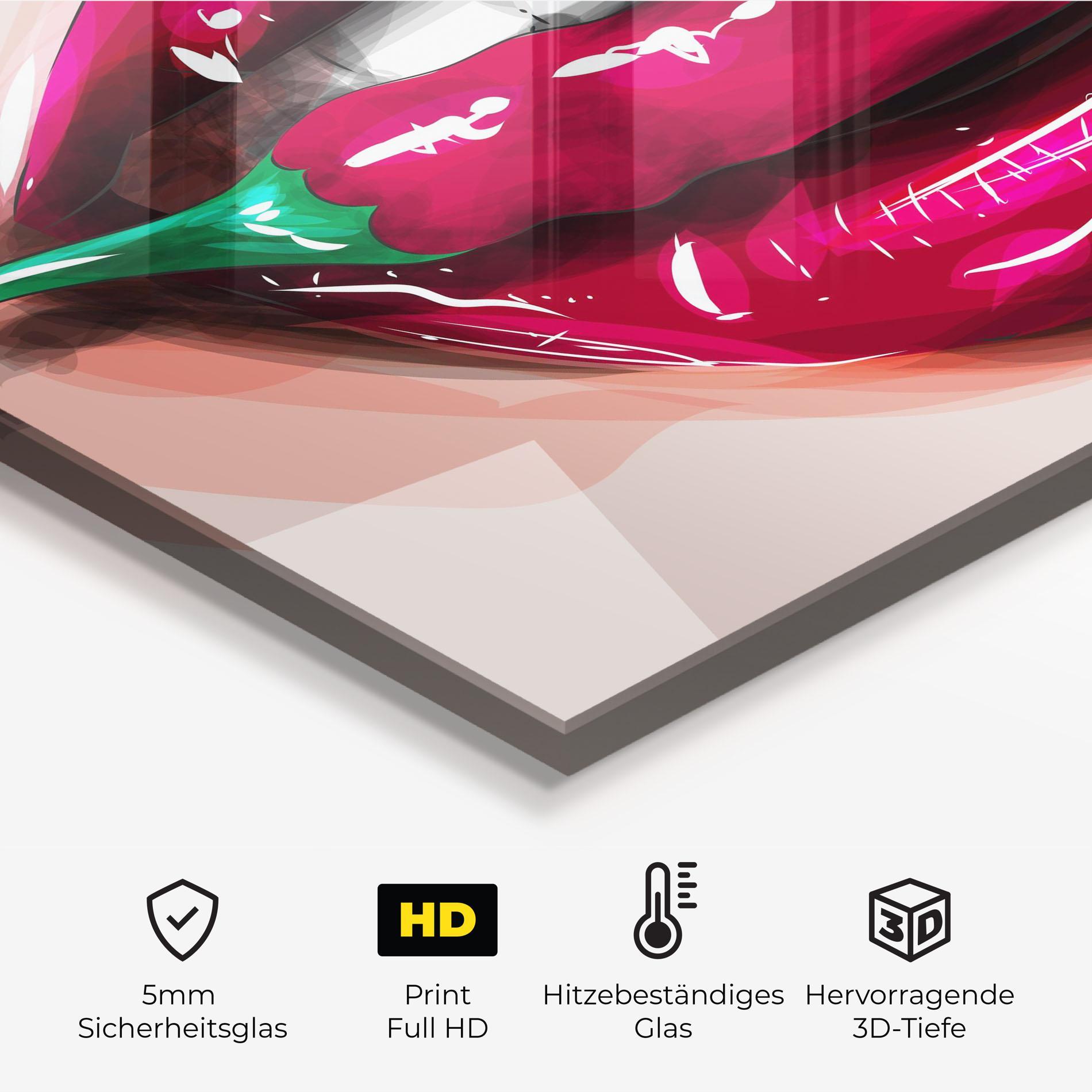 Küchenrückwand Glas Chilli Lips mockup 2