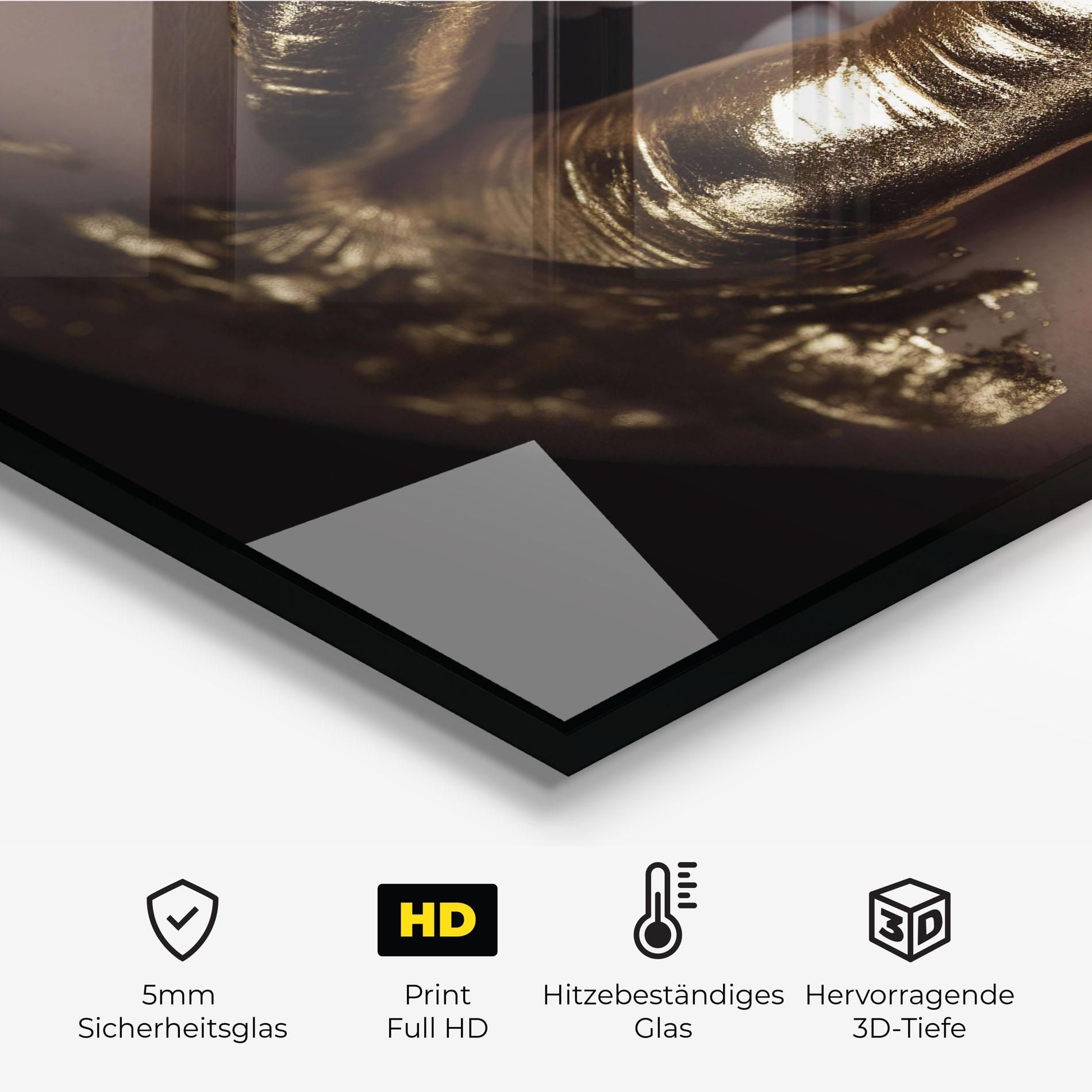 Küchenrückwand Glas Gold Lips mockup 2