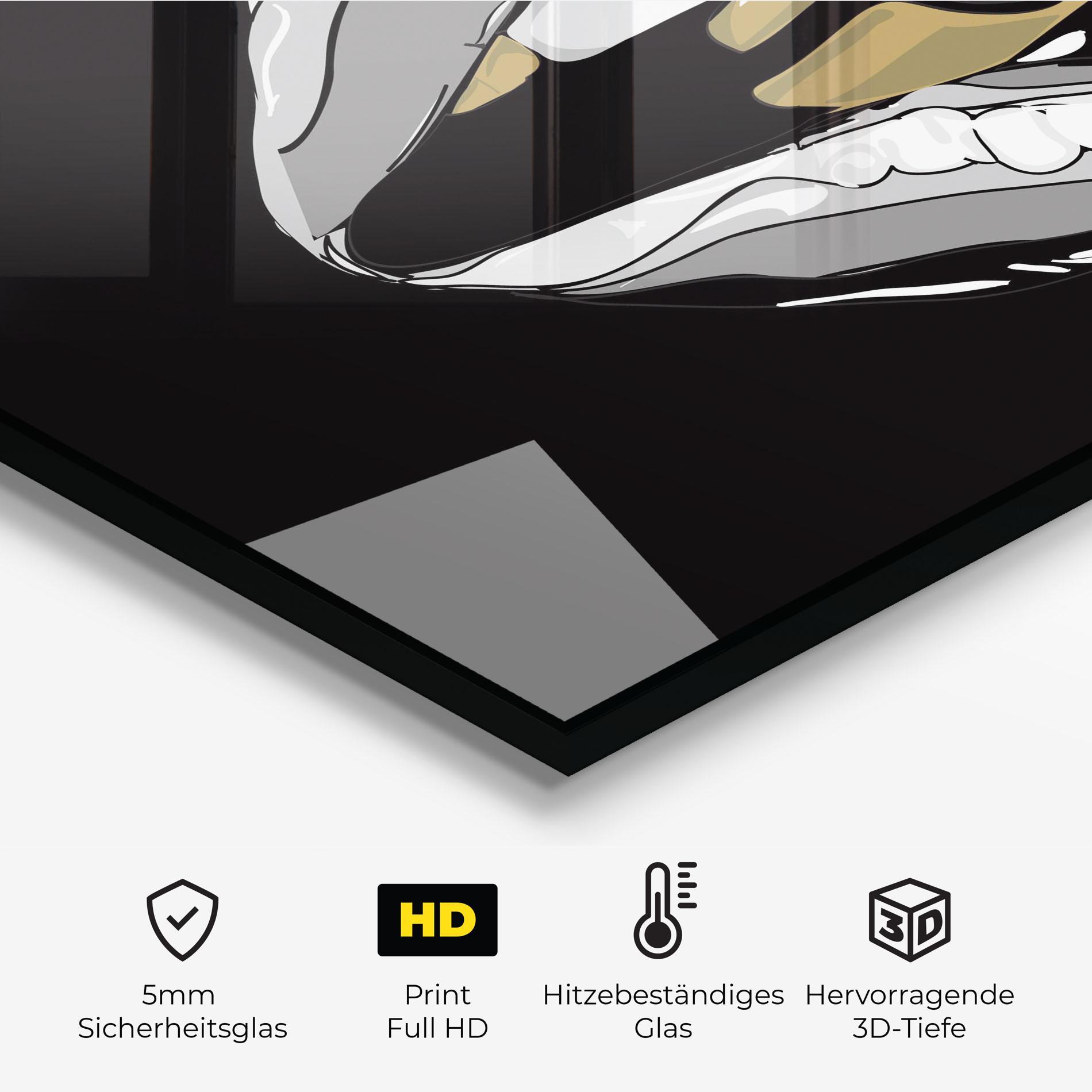 Küchenrückwand Glas Grey Bullet Lips mockup 2