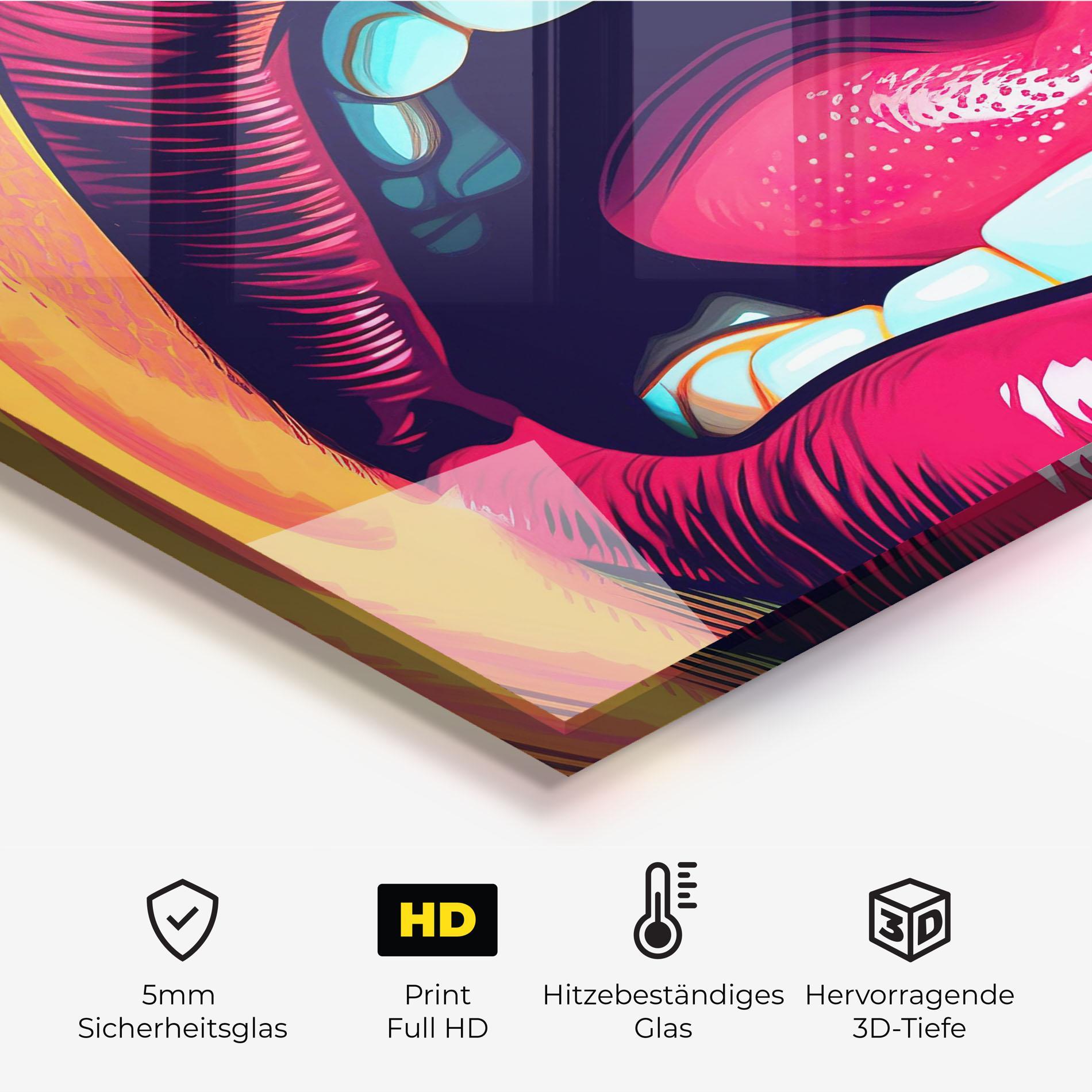 Küchenrückwand Glas Lips Pop Art mockup 2