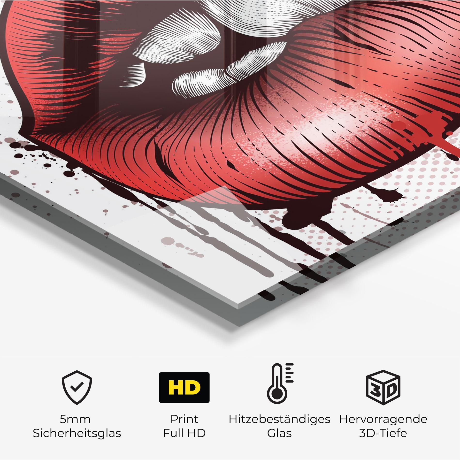 Küchenrückwand Glas Lips Pop Artistic mockup 2