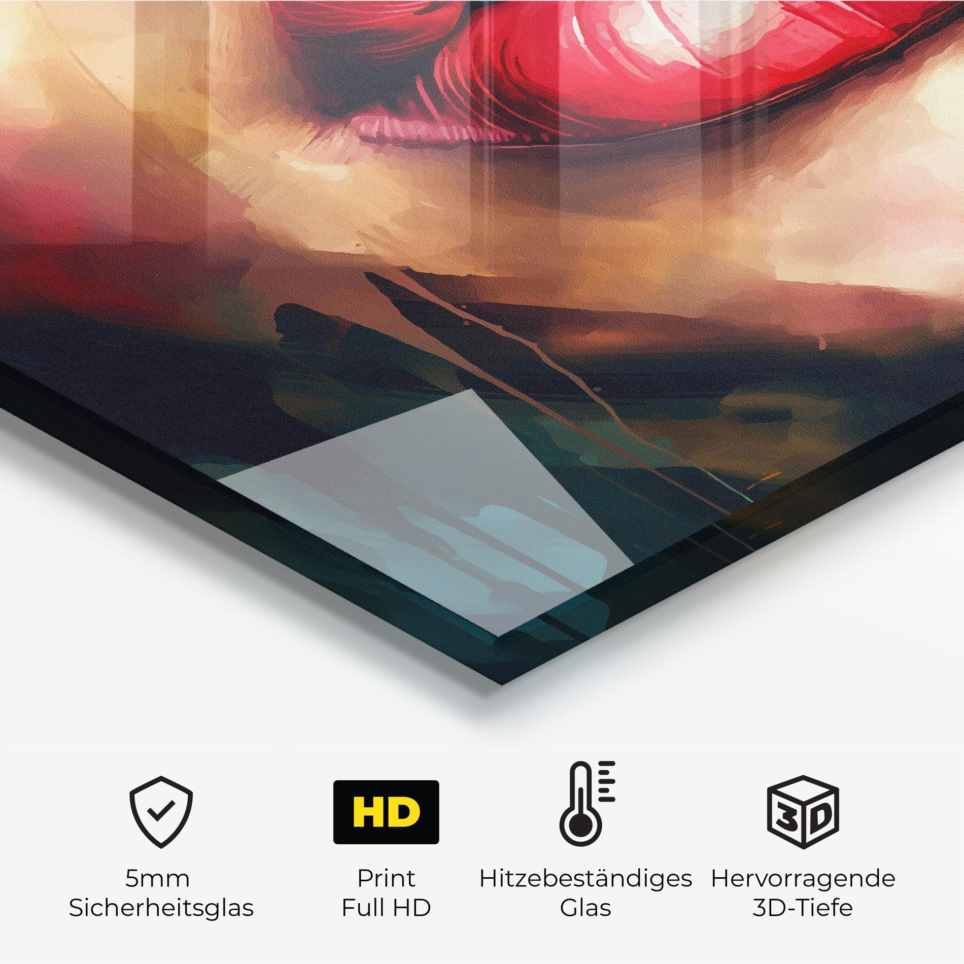 Küchenrückwand Glas Painting Texture Lips mockup 2