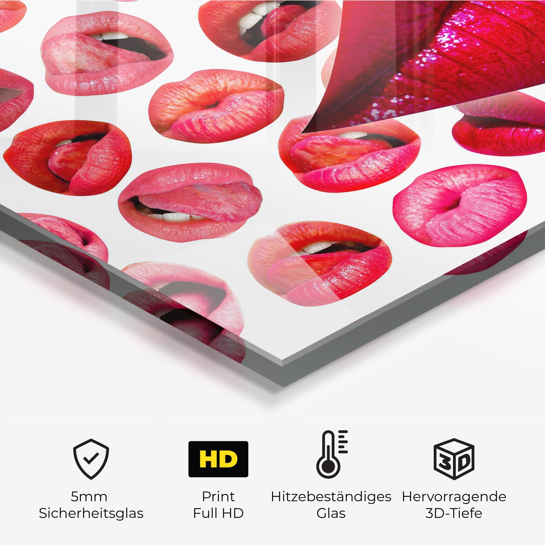 Küchenrückwand Glas Red Lip Female mockup 2