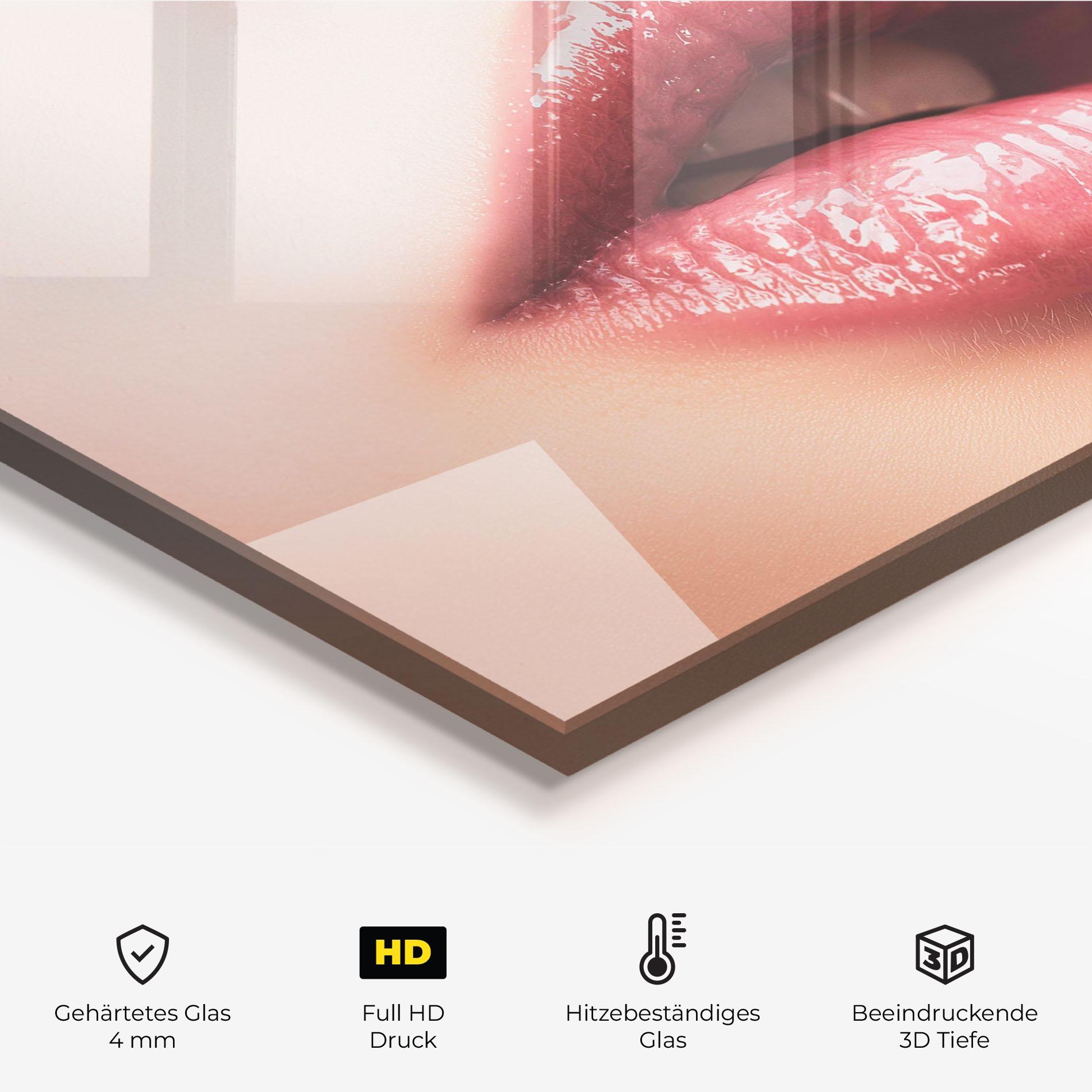 Küchenrückwand Glas Beautiful Lips mockup 2