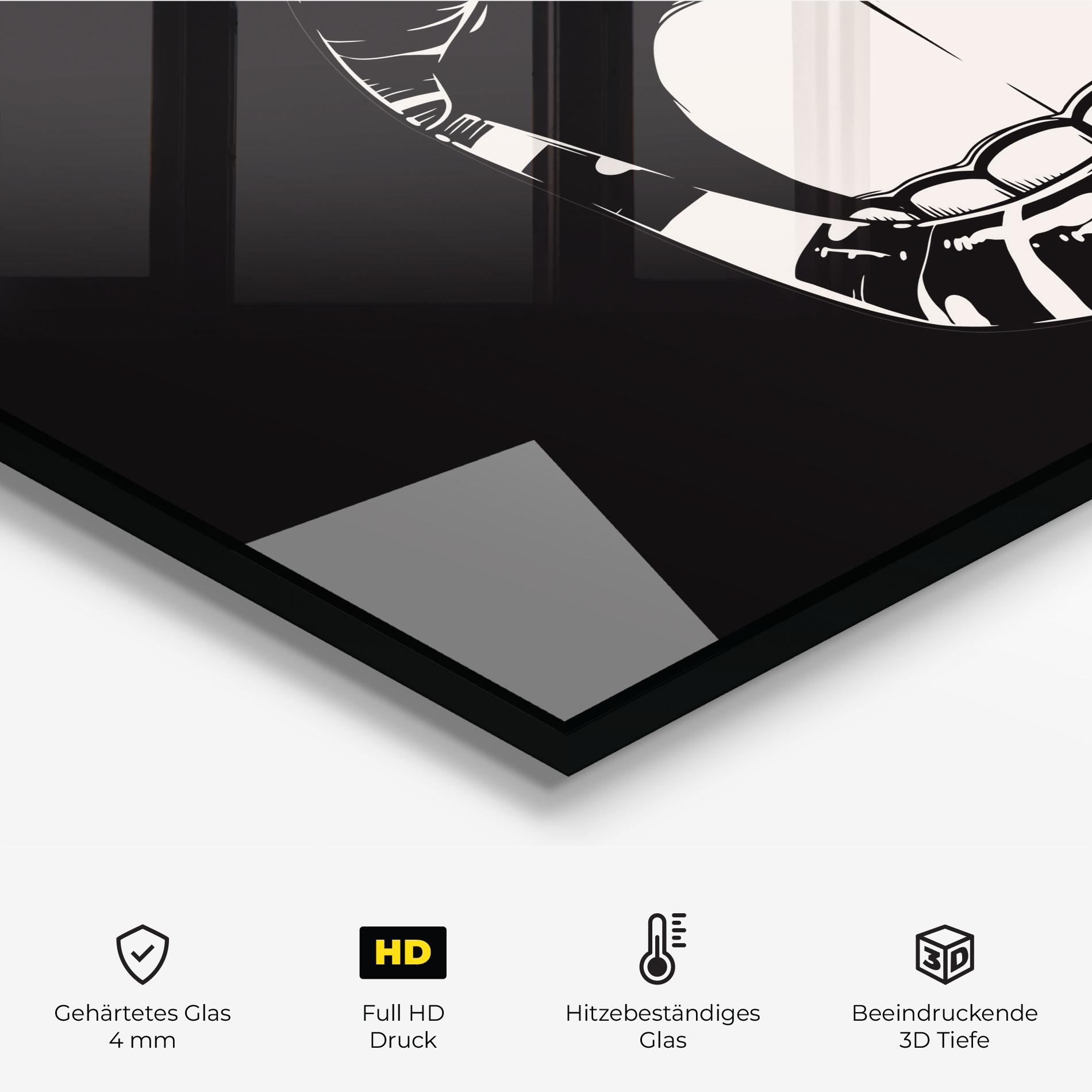 Küchenrückwand Glas Big Lips On Black mockup 2