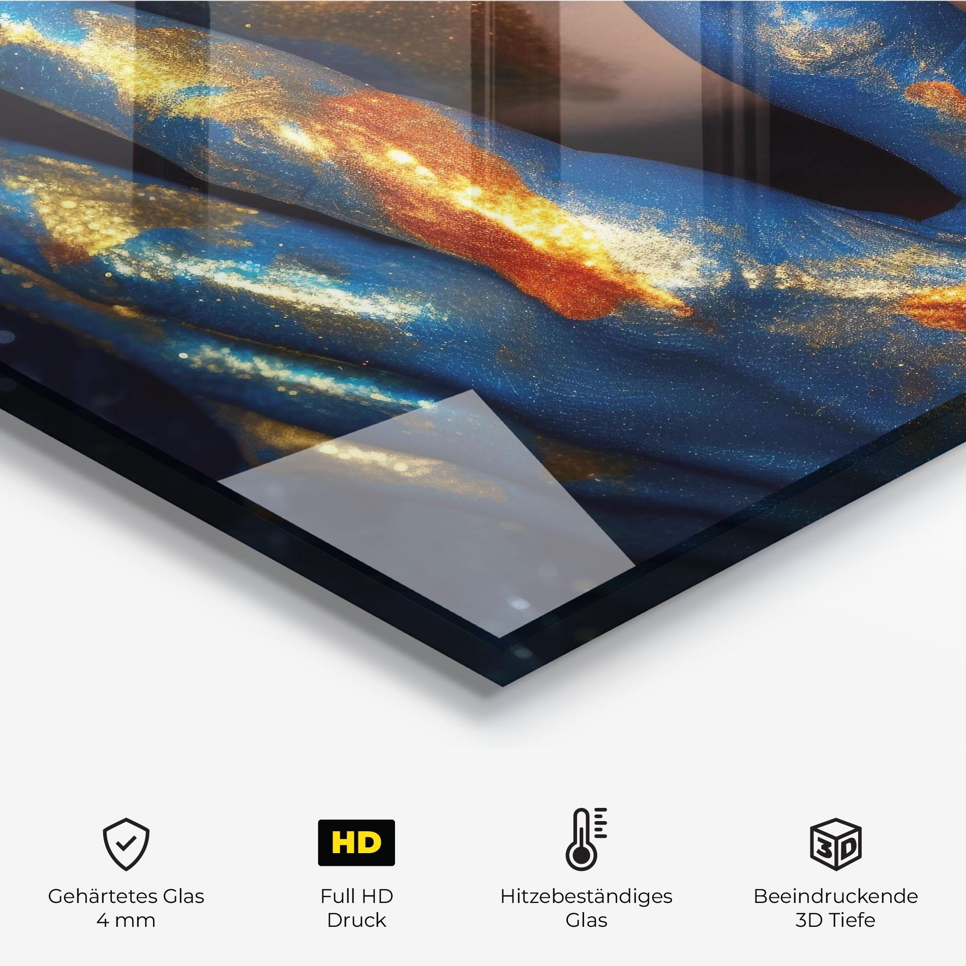 Küchenrückwand Glas Blue Hand Lips mockup 2